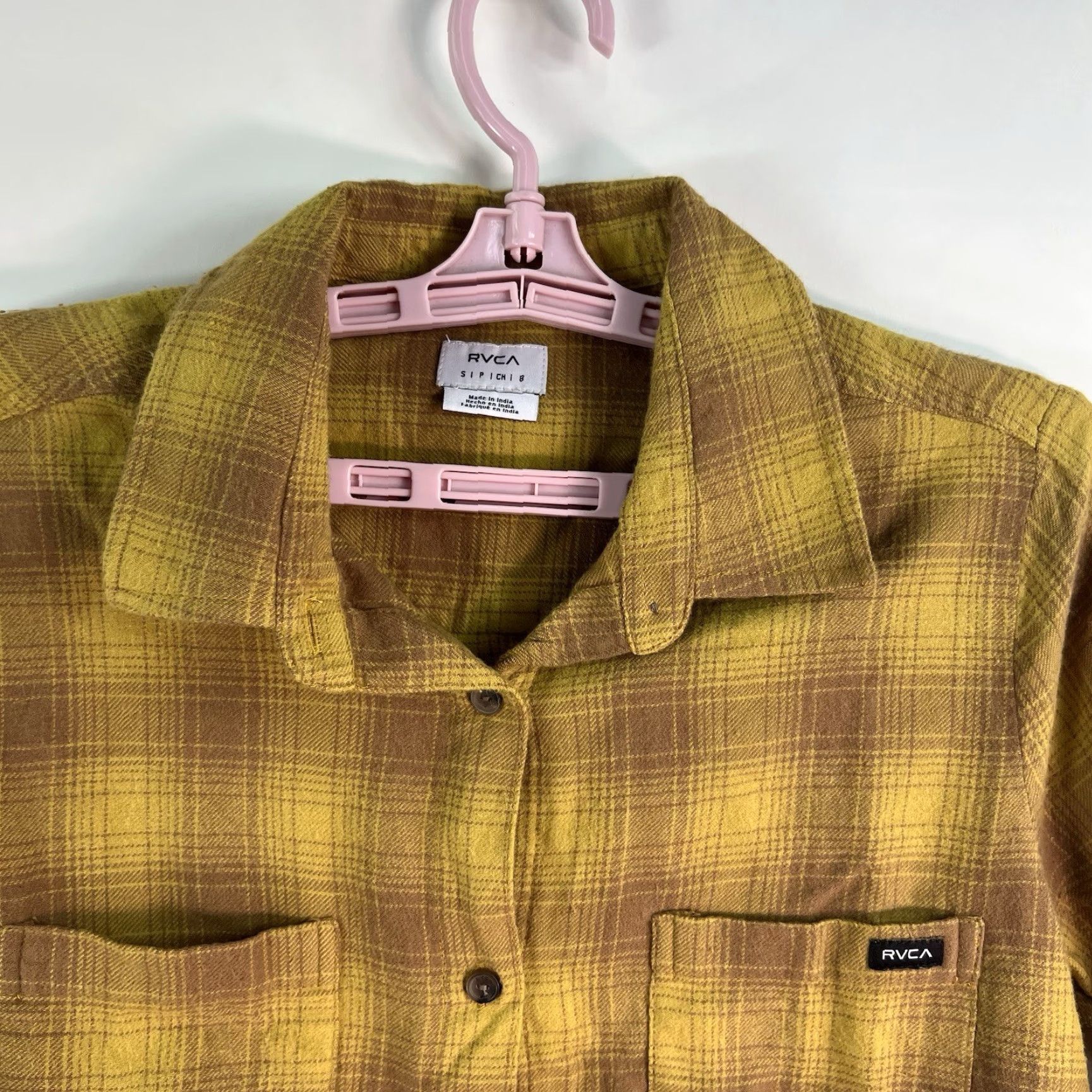 RVCA RVCA Plaid Flannel Button-Up Shirt Women’s S Yellow NWT Size S / US 4 / IT 40 - 3 Thumbnail