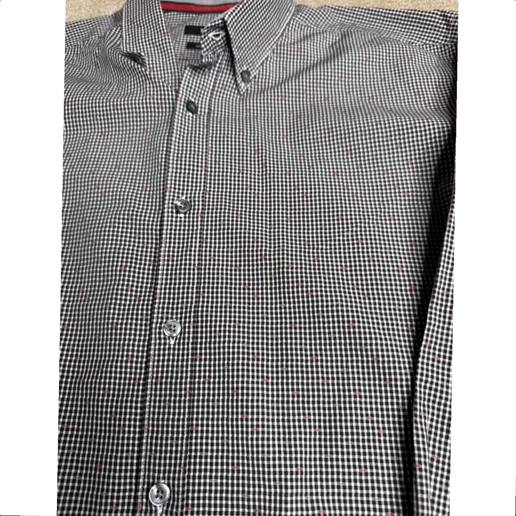 Vintage BOSS Hugo Boss Dress Shirt Button Down Regular Fit Gingham Black White Long Sleeve XXL Men’s Shirt Size 48R - 3 Thumbnail