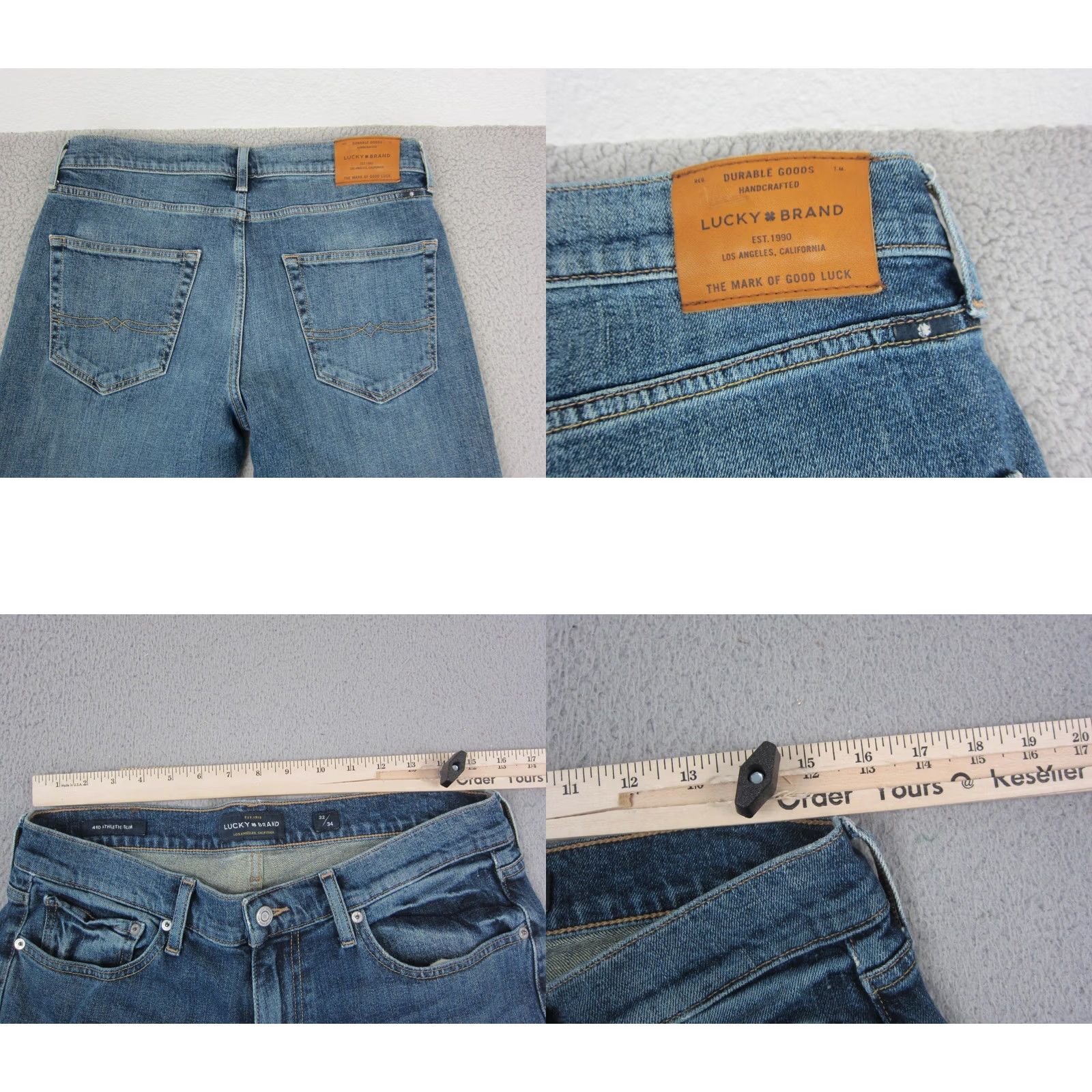 Lucky Brand Lucky Brand Jeans Mens 32x34 Blue Athletic Slim Straight Denim Medium Wash 90s USA Size US 32 / EU 48 - 8 Thumbnail