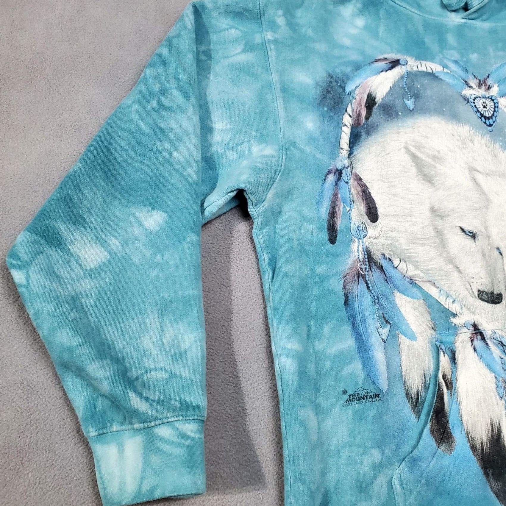 The Mountain The Mountain Hoodie Adult Small Blue Tie Dye Wolf Heart Dream Catcher Feather Shirt (Hooded, Pockets) Size US S / EU 44-46 / 1 - 2 Thumbnail