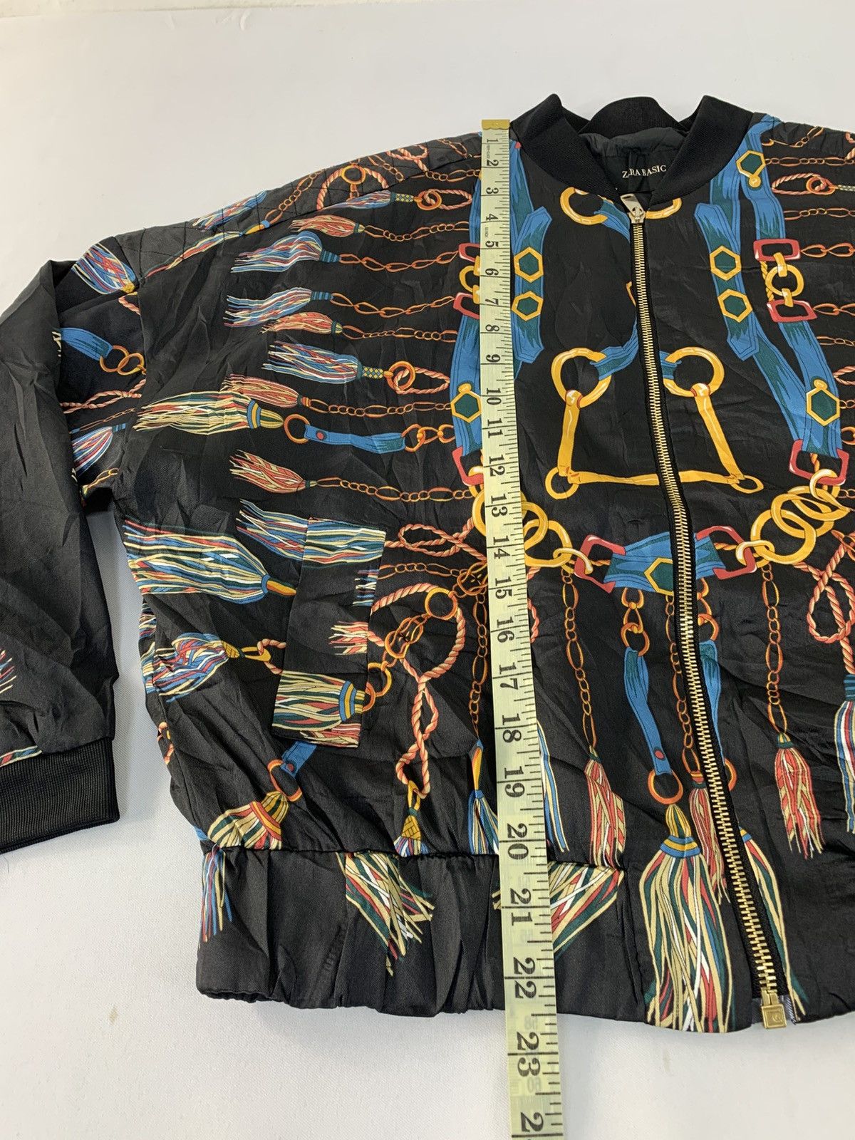 Zara Zara Baroque Chain Horsebit Print Satin Bomber Unisex Jacket Size L / US 10 / IT 46 - 11 Thumbnail