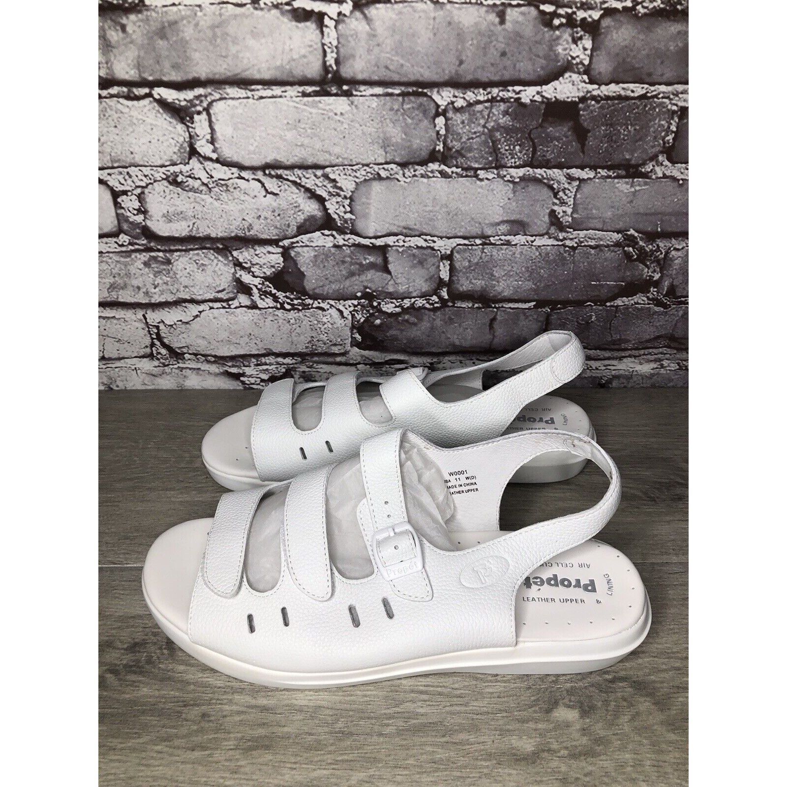 Other Propet Cell Cushion White Leather Triple Strap Wedge Sandals Size US 11 / IT 41 - 21 Thumbnail