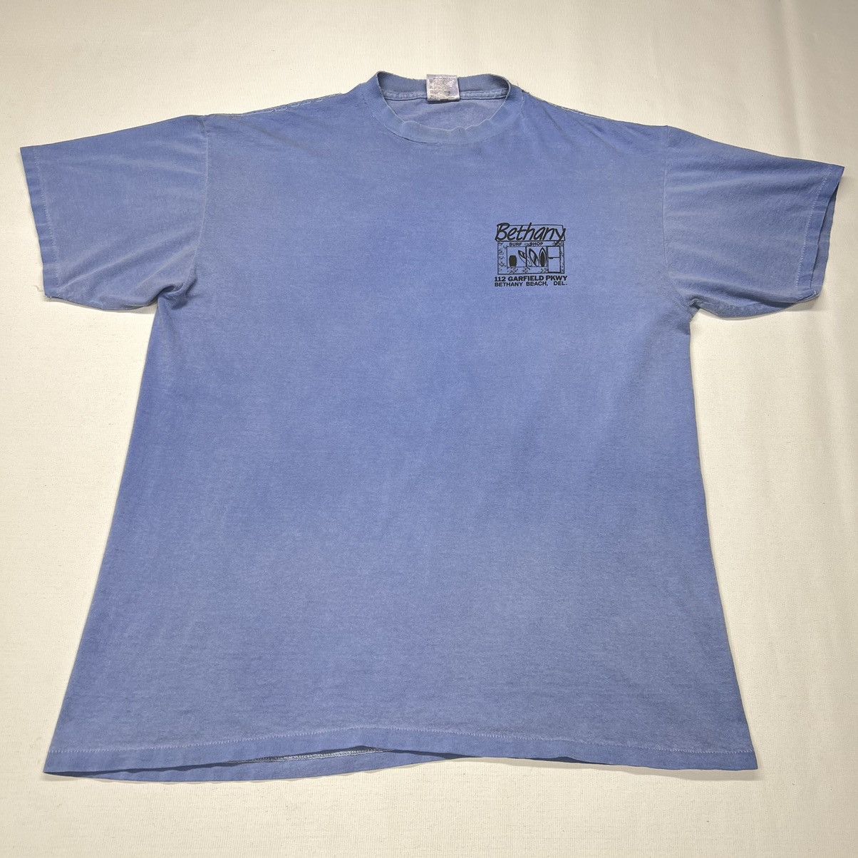 Vintage VTG Surf Shop Tee Shirt Blue Oneita Faded Single Stitch Size US XL / EU 56 / 4 - 2 Thumbnail