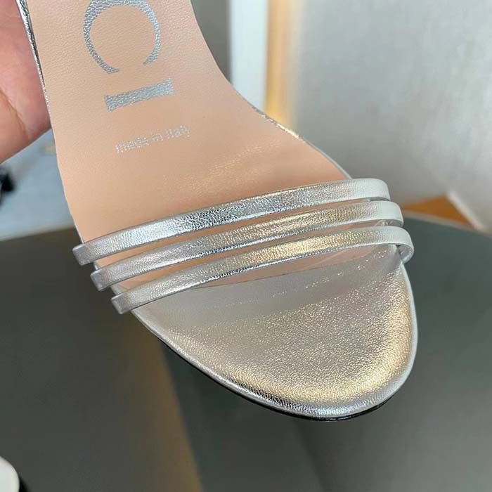 Gucci o1s1wg110425 Double G Sandals in Silver Size US 6.5 / IT 36.5 - 9 Thumbnail