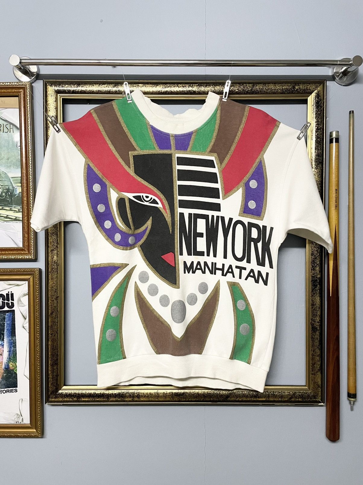 Japanese Brand Vintage 1990s Japan Designer Art Face Newyork Colour Block Size US S / EU 44-46 / 1 - 1 Thumbnail