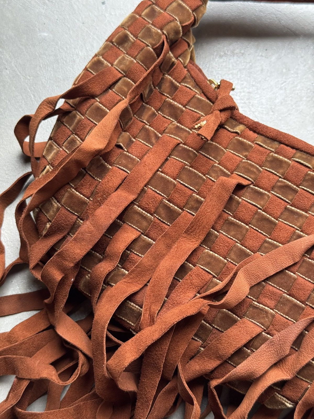 Bottega Veneta Bottega Veneta Fringe Hobo Intrecciato Suede and Velvet Mini Size ONE SIZE - 13 Thumbnail