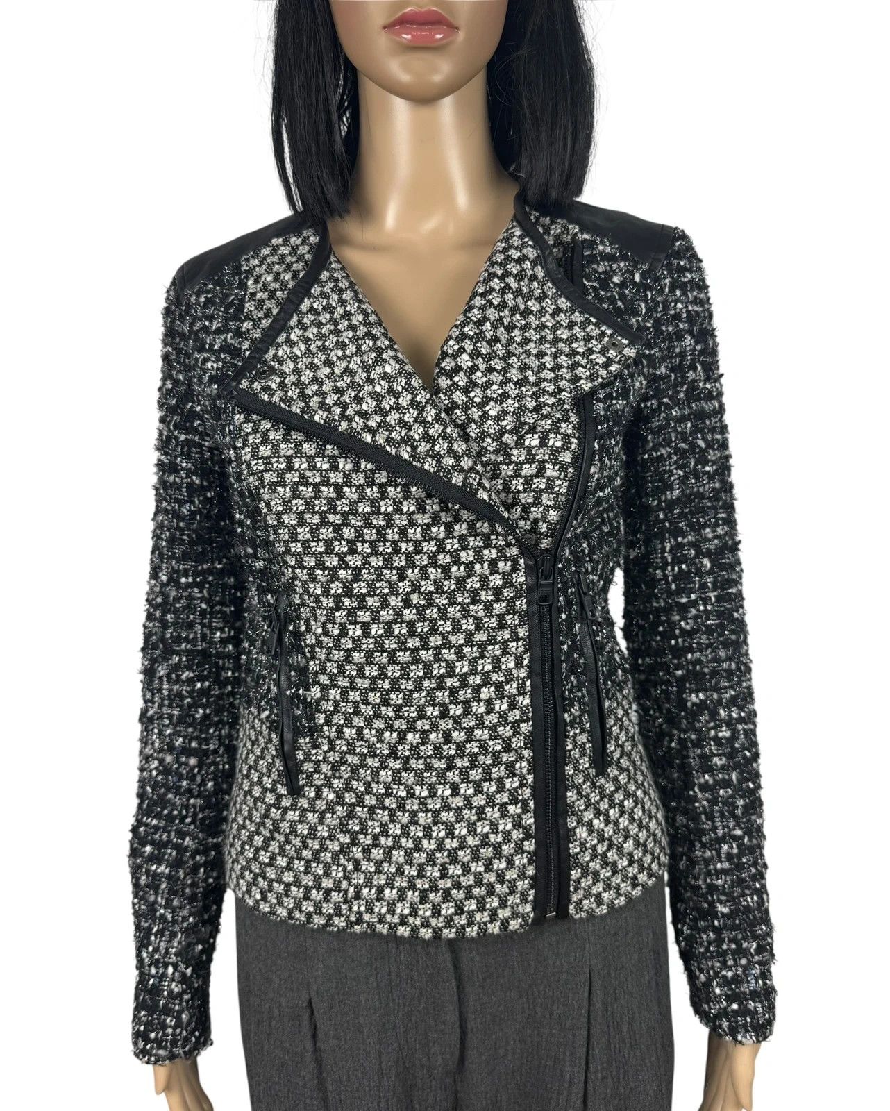 Armani Exchange Armani Exchange Tweed Wool Biker Jacket size XS Size XS / US 0-2 / IT 36-38 - 2 Thumbnail