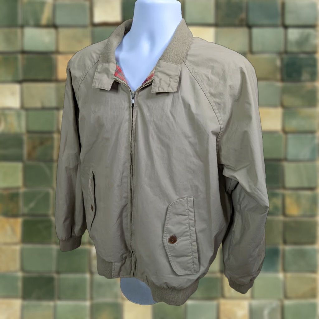 Vintage VINTAGE Par Four Derby Bomber Jacket L Full Zip Beige Mens 80s 90s Modern Casual Busy Honeycomb Fabric? Size US L / EU 52-54 / 3 - 1 Thumbnail