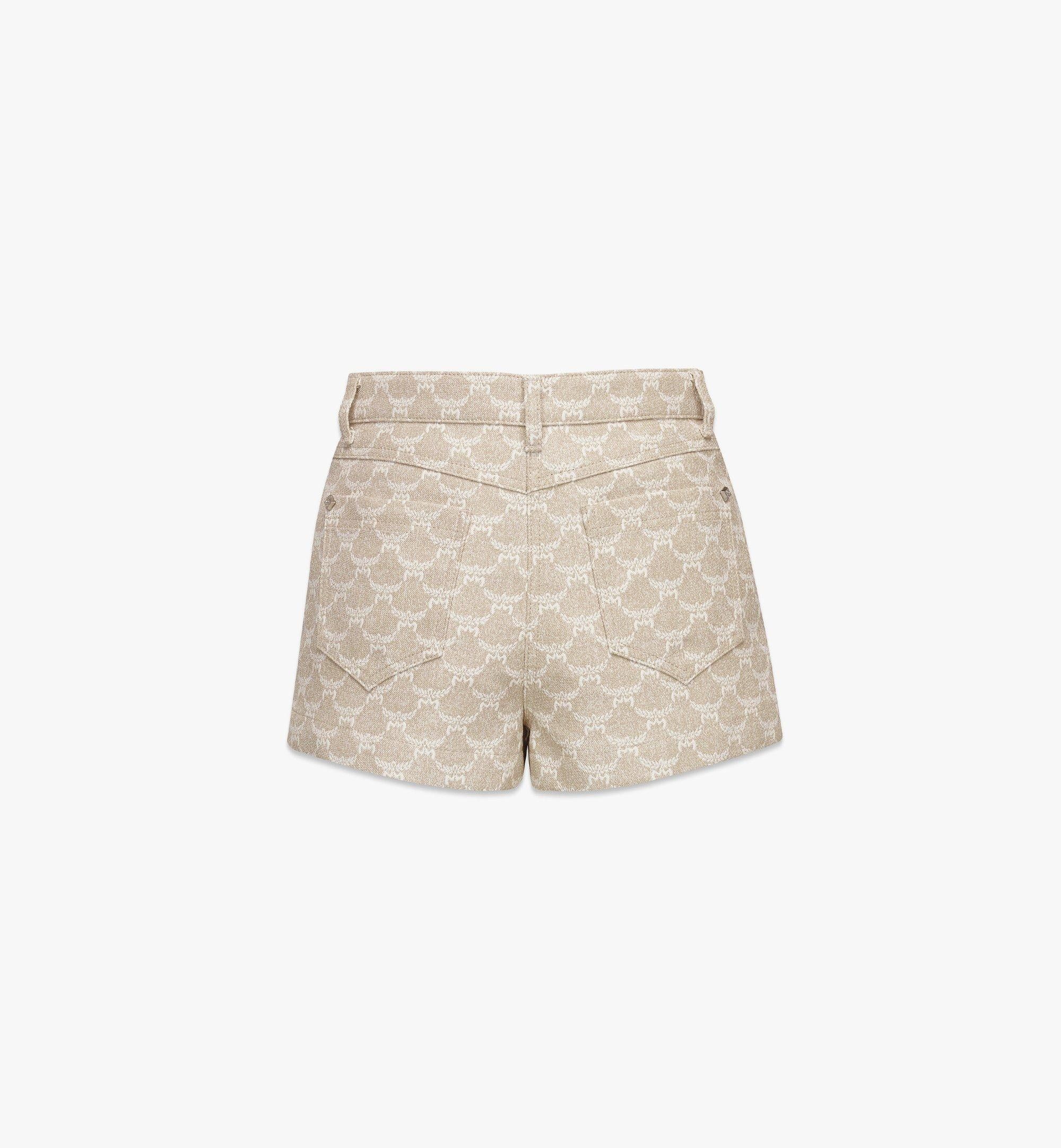 MCM o1mt1gz0925 Lauretos Denim Jacquard Shorts in Beige Size 27" / US 4 / IT 40 - 3 Thumbnail