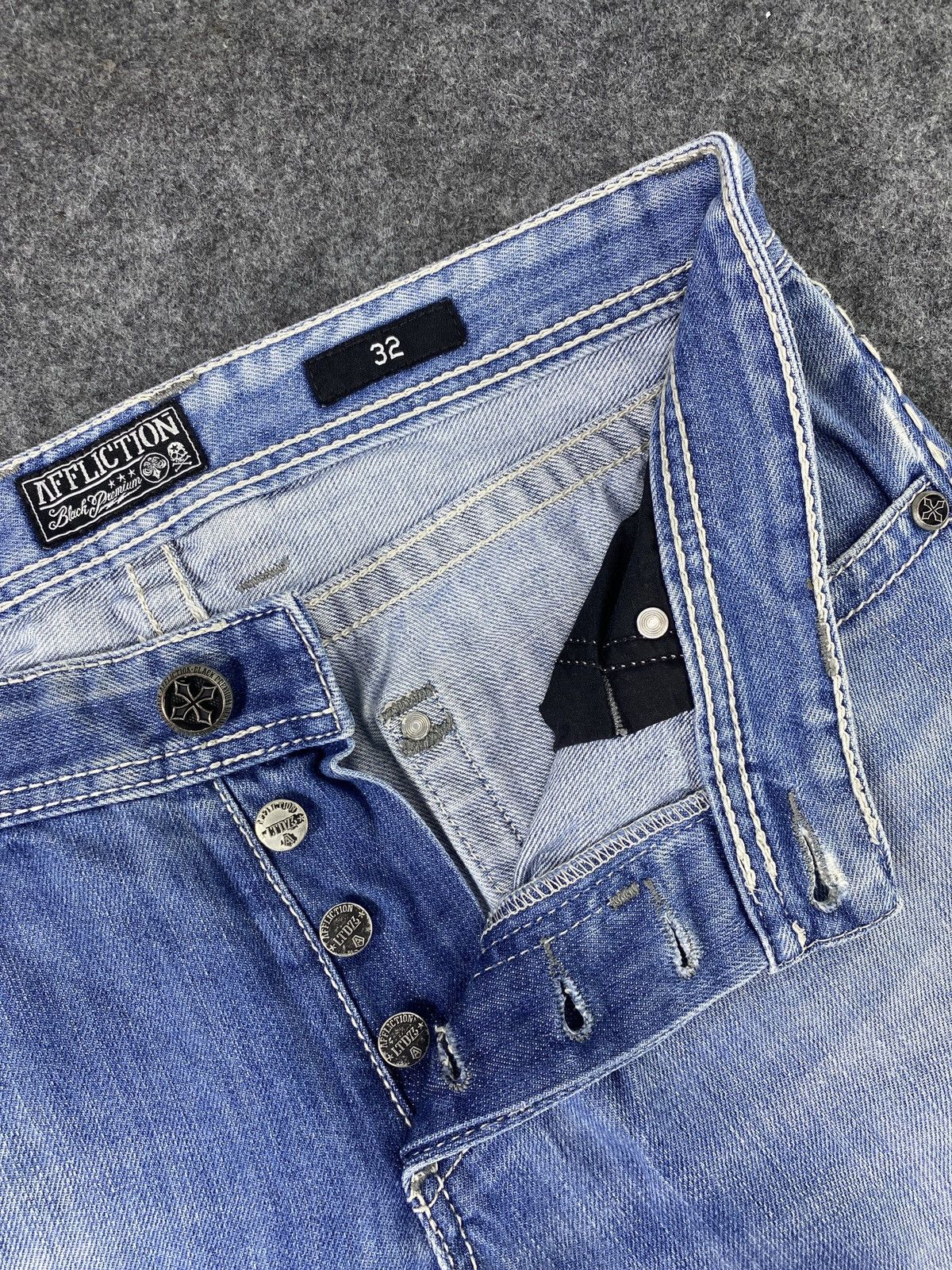 Affliction × Vintage Affliction ACE Blue Wash Jeans - J978 Size US 34 / EU 50 - 5 Thumbnail