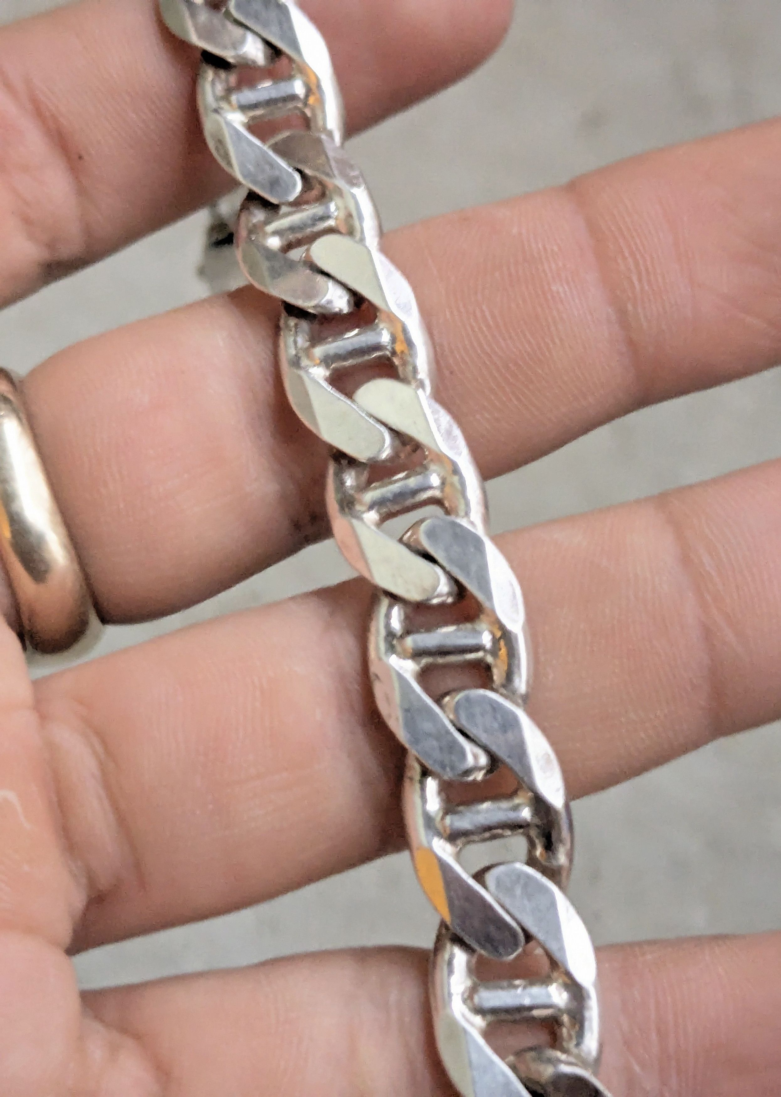 Jewelry Vintage Sterling Silver Bracelet Mariner Chunky Thick Punk Size ONE SIZE - 10 Thumbnail