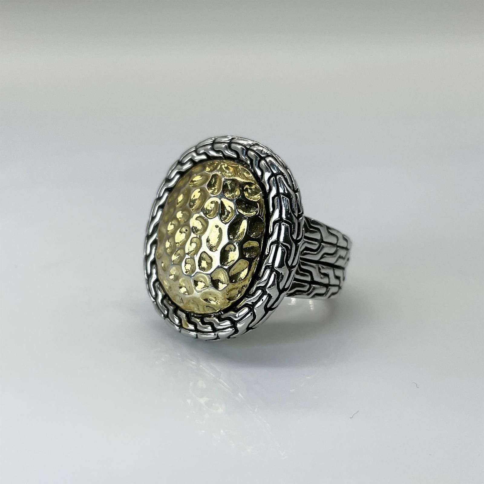 Other VTG Palu Style Hammered 925 Sterling Silver Gold 2-Tone Ring Size ONE SIZE - 1 Thumbnail