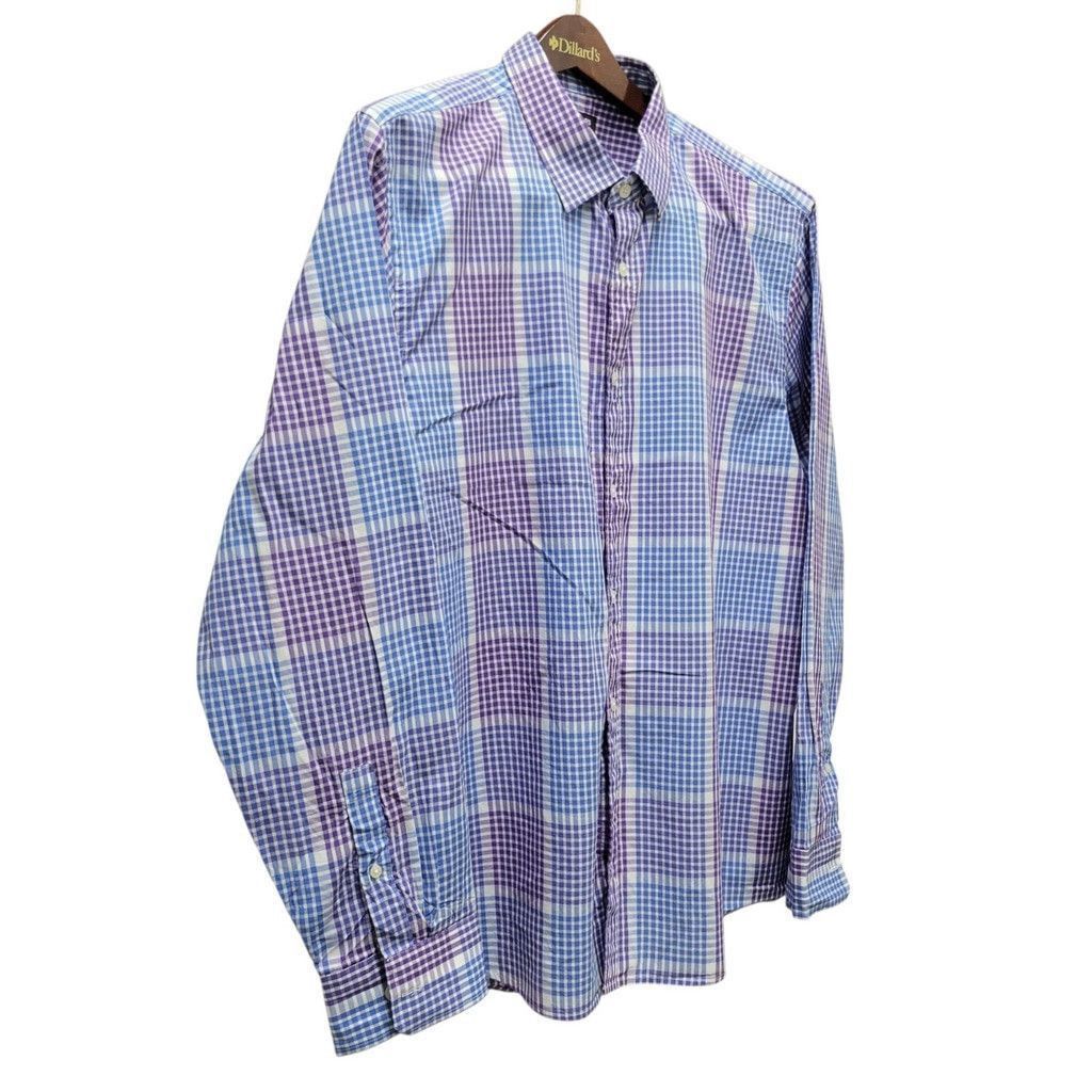 Michael Kors Michael Kors Men's Purple Blue Plaid Long Sleeve Size US XXL / EU 58 / 5 - 3 Thumbnail