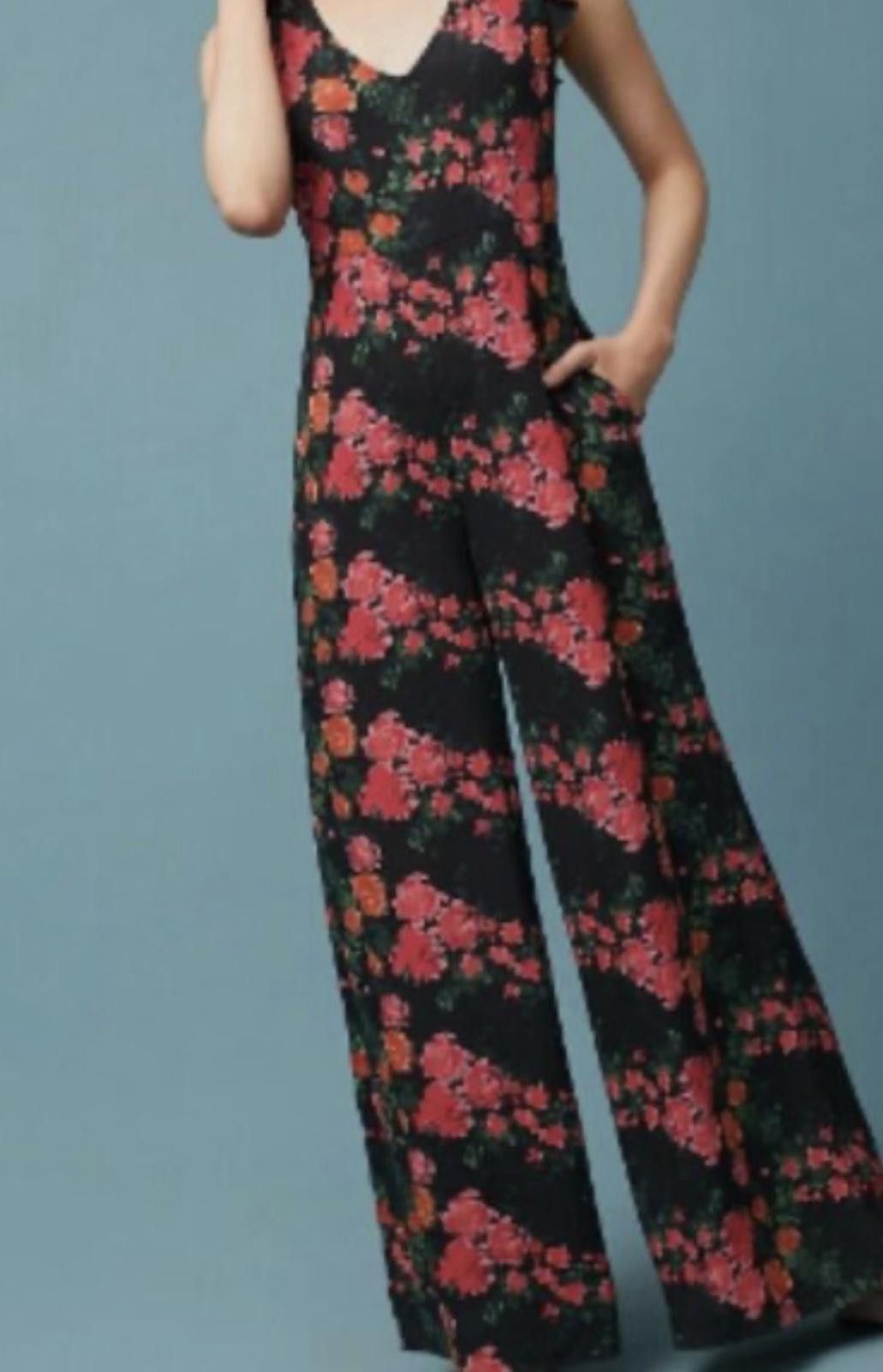 Other Plenty by Tracy Reese Laurette Floral Jumpsuit Black Pink XX Size 28" / US 6 / IT 42 - 1 Thumbnail
