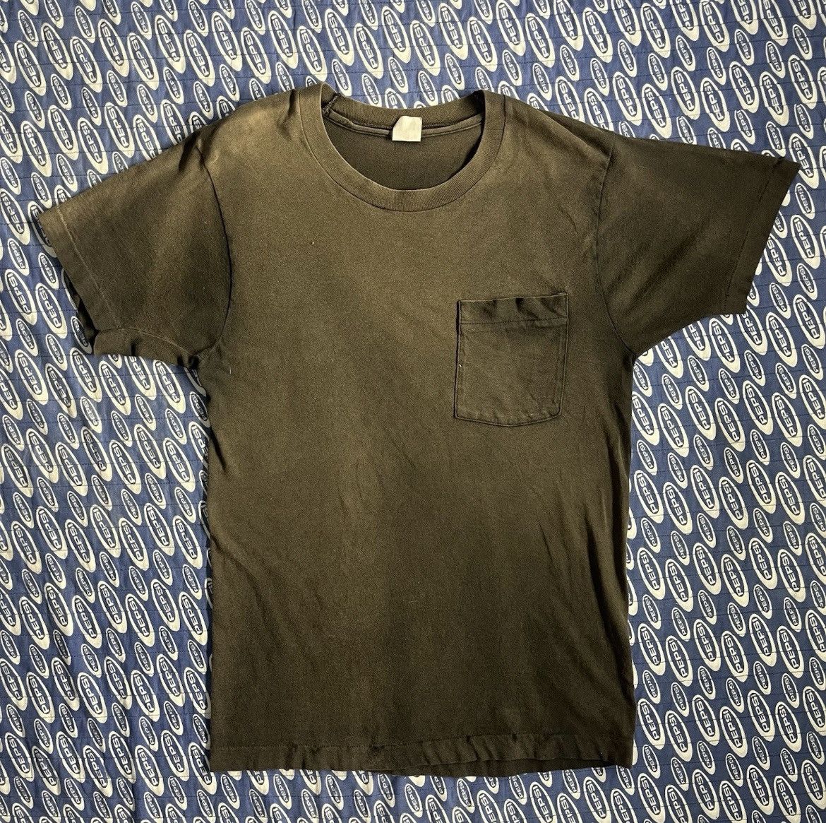 Fruit Of The Loom Vtg 90s Fruit of the Loom Sunfaded Faded Pocket Shirt Black Size US M / EU 48-50 / 2 - 1 Thumbnail