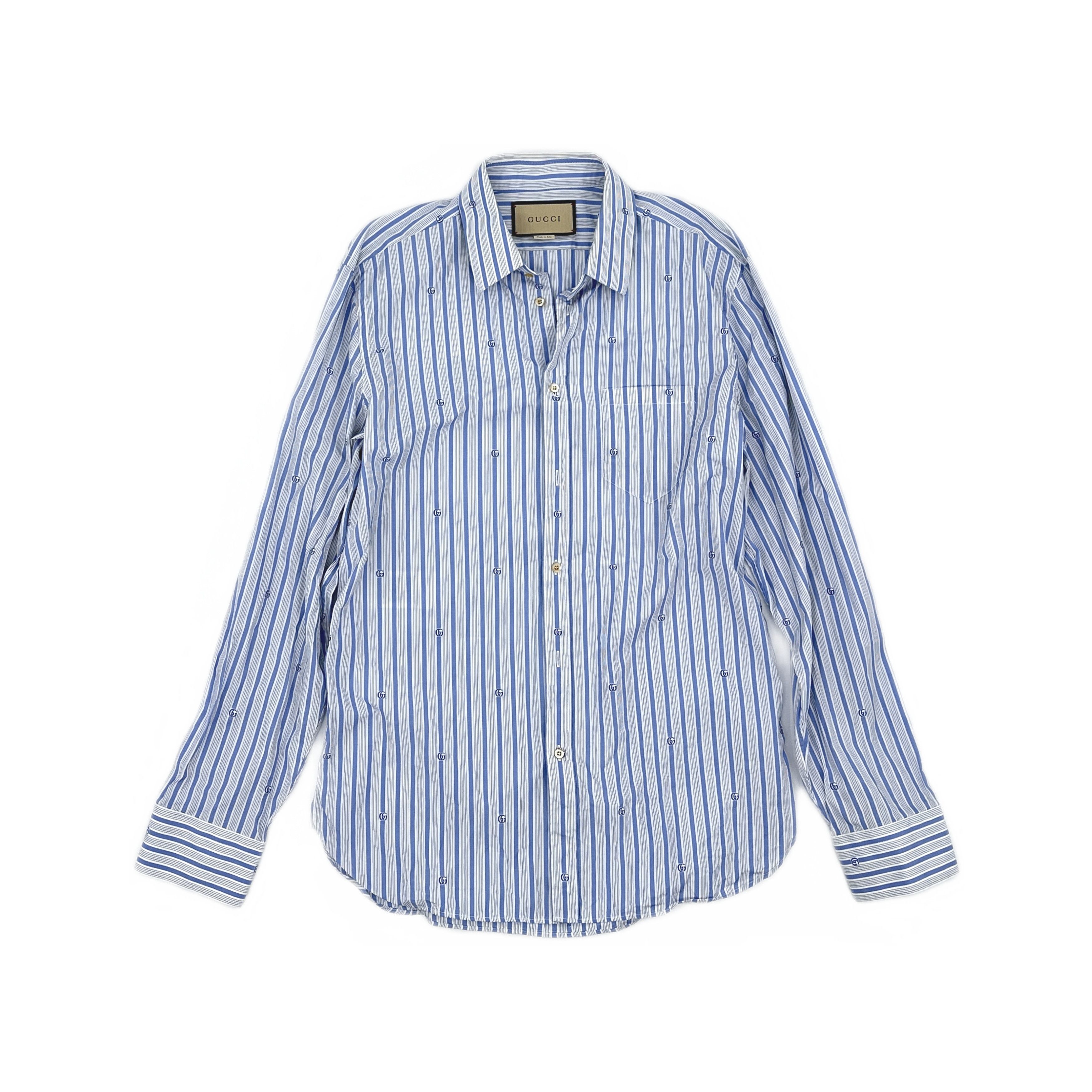 Gucci gucci blue striped embroidered bee shirt | Grailed
