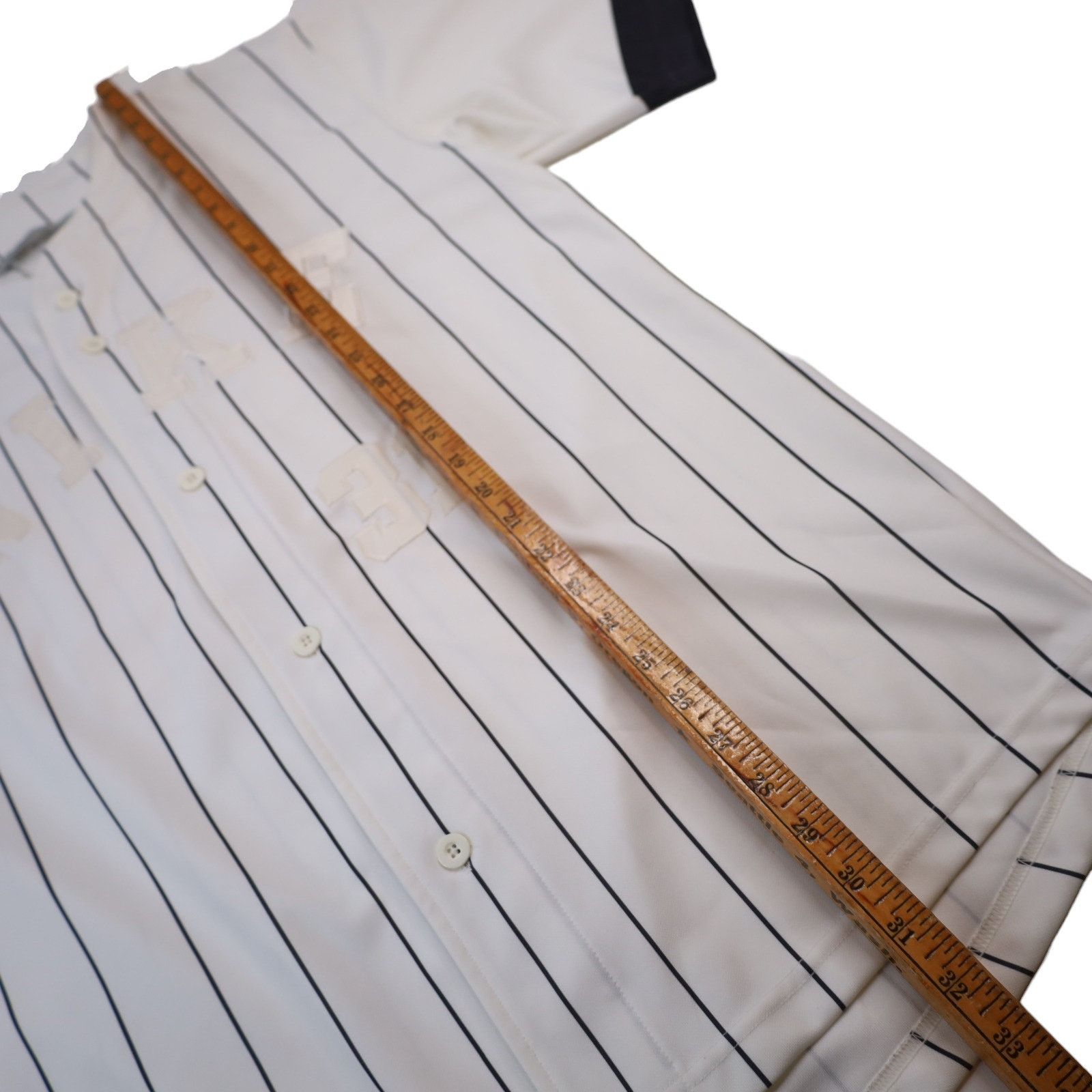 Nike × Vintage Vintage Nike All Sewn Spellout Pin Striped Baseball Jersey Size US L / EU 52-54 / 3 - 7 Thumbnail