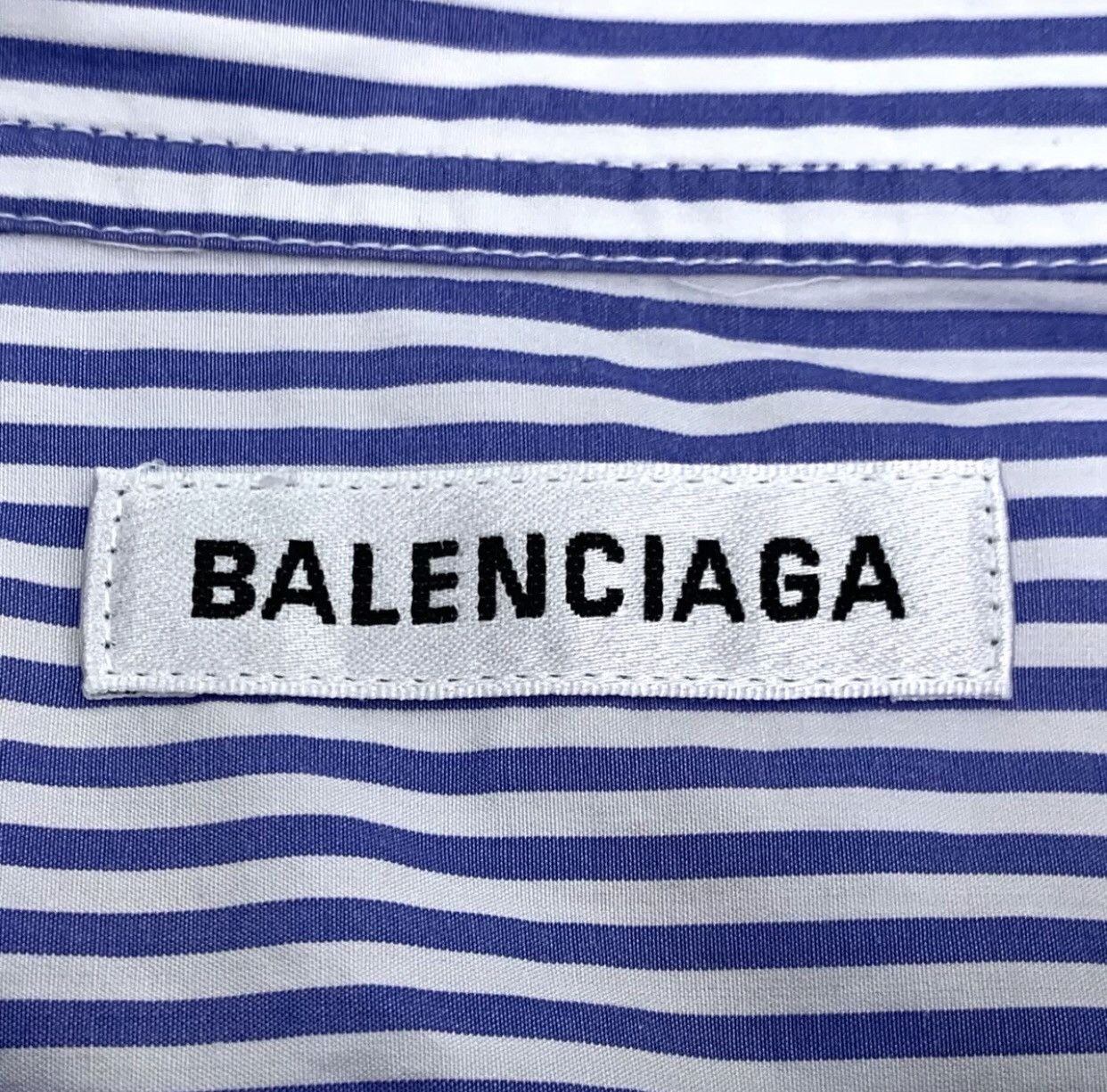 Balenciaga Balenciaga blue striped letter printed long sleeved shirt Size US S / EU 44-46 / 1 - 5 Thumbnail
