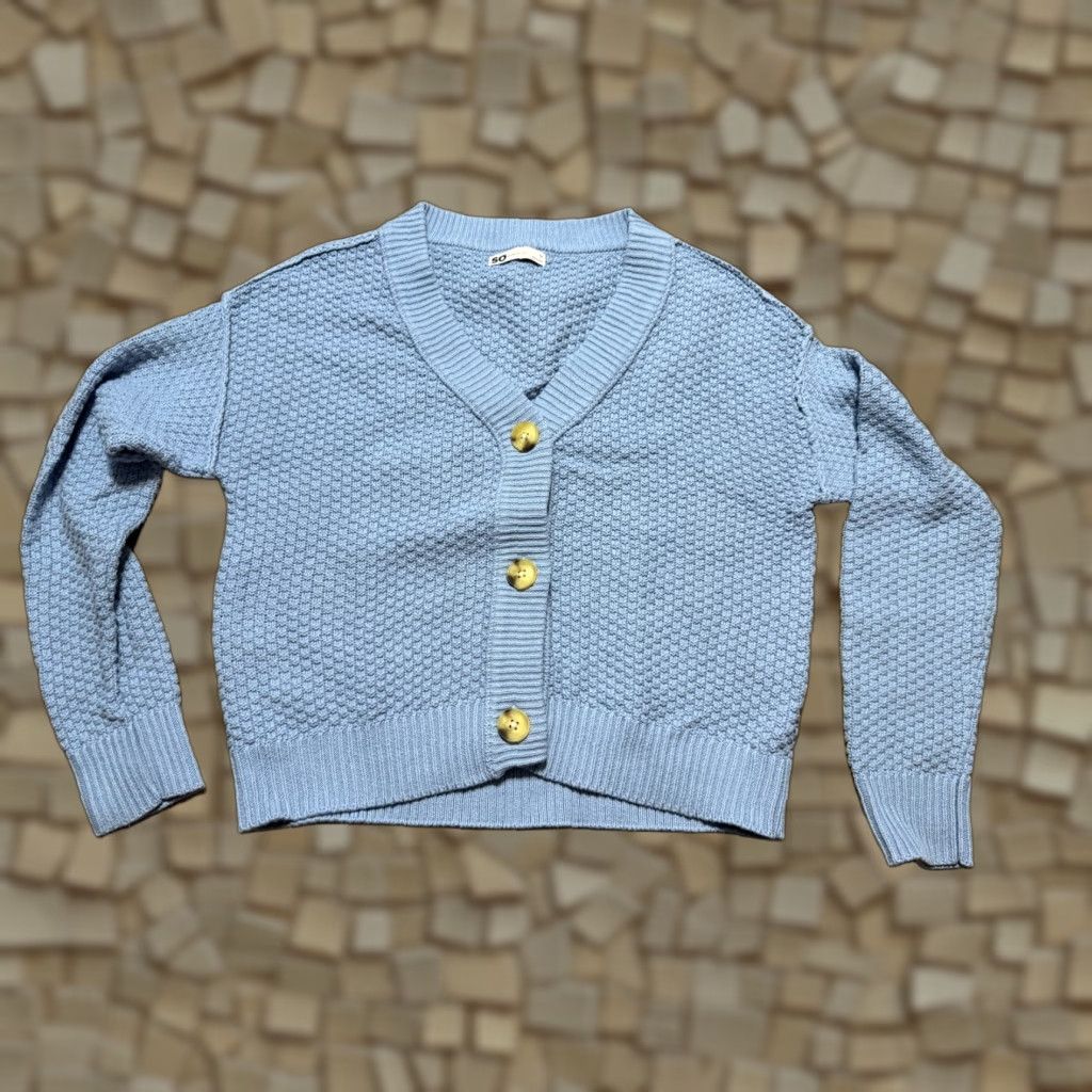 Vintage SO Sweater Women’s Small Blue Button Up Cardigan Knit Shirt? Size S / US 4 / IT 40 - 1 Thumbnail