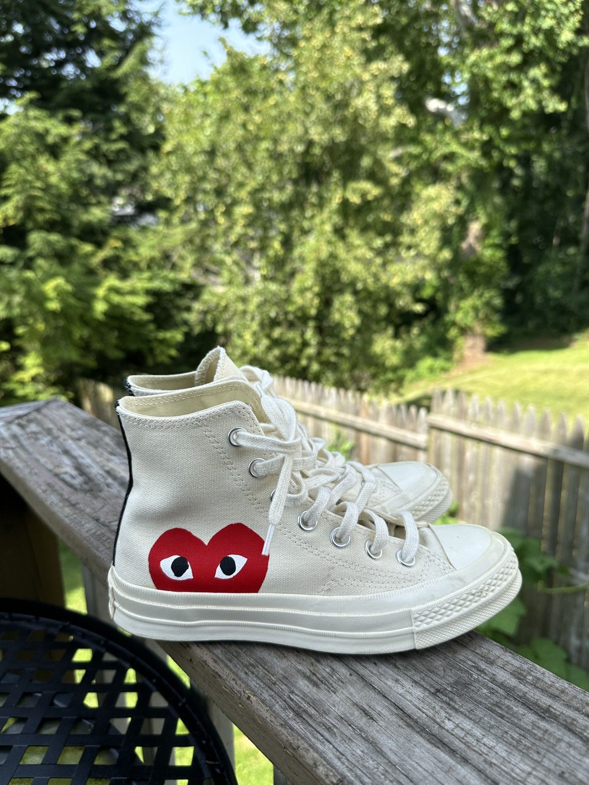 Comme des Garcons Converse Comme des Garcons PLAY White Converse Chuck Taylor Grailed