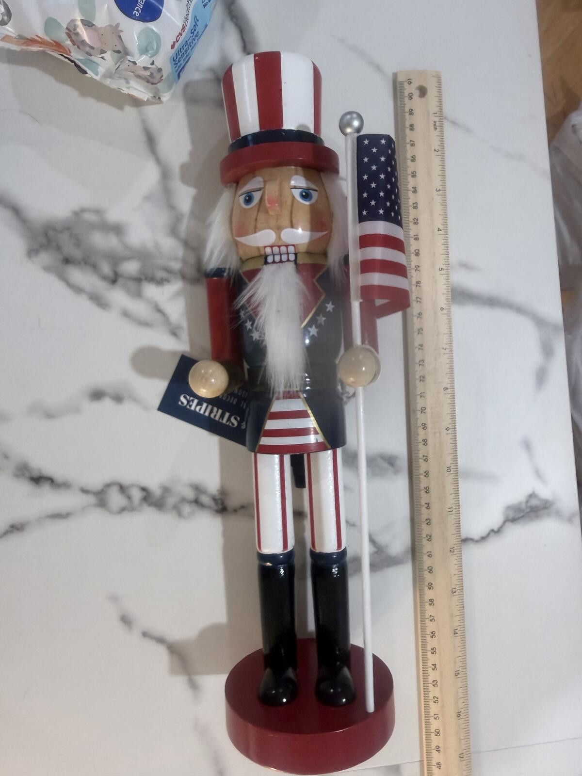 Franklin & Marshall Patriotic Nutcracker Uncle Sam Holding American Flag 1423 Size ONE SIZE - 6 Thumbnail