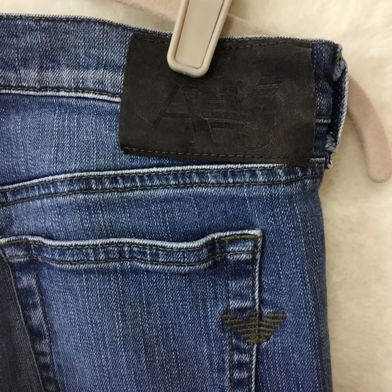 Armani Armani Jeans Indigo Blue 005 Series Slim Bootcut Denim Size 29" - 8 Thumbnail