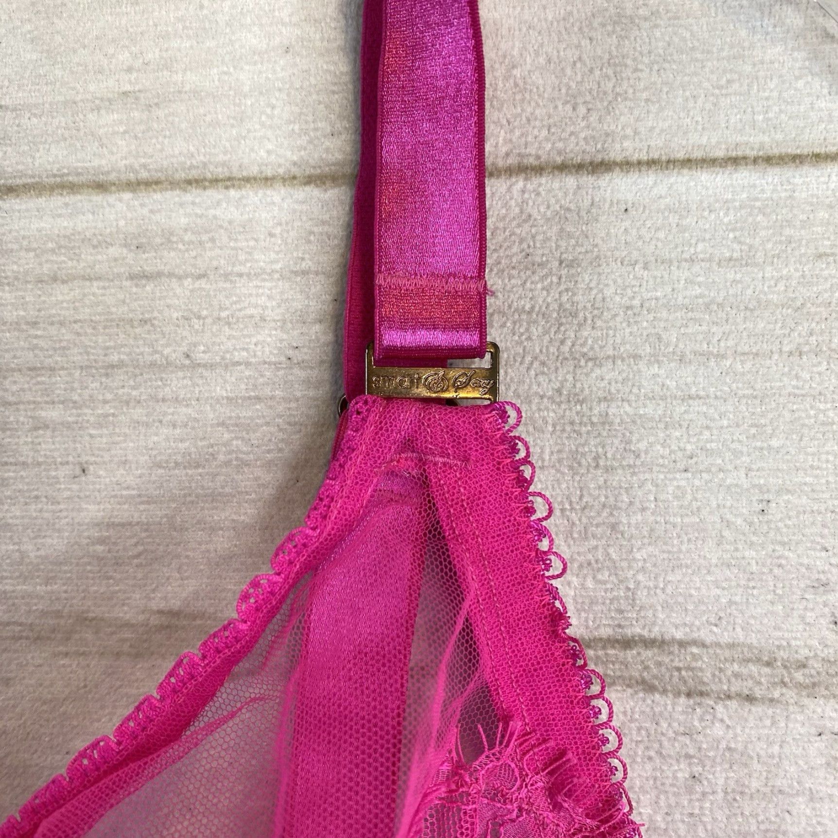 Pinko Smart&Sexy Bra Womens 38DDD Pink Lace Underwire Back Closure Demi Size ONE SIZE - 3 Thumbnail