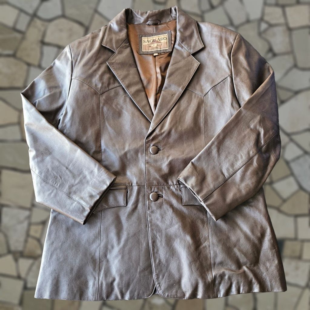 Roper VINTAGE Roper Leather Jacket Sport Coat 42 R Long Sleeve 2 Button Mens Brown Size US XL / EU 56 / 4 - 1 Thumbnail
