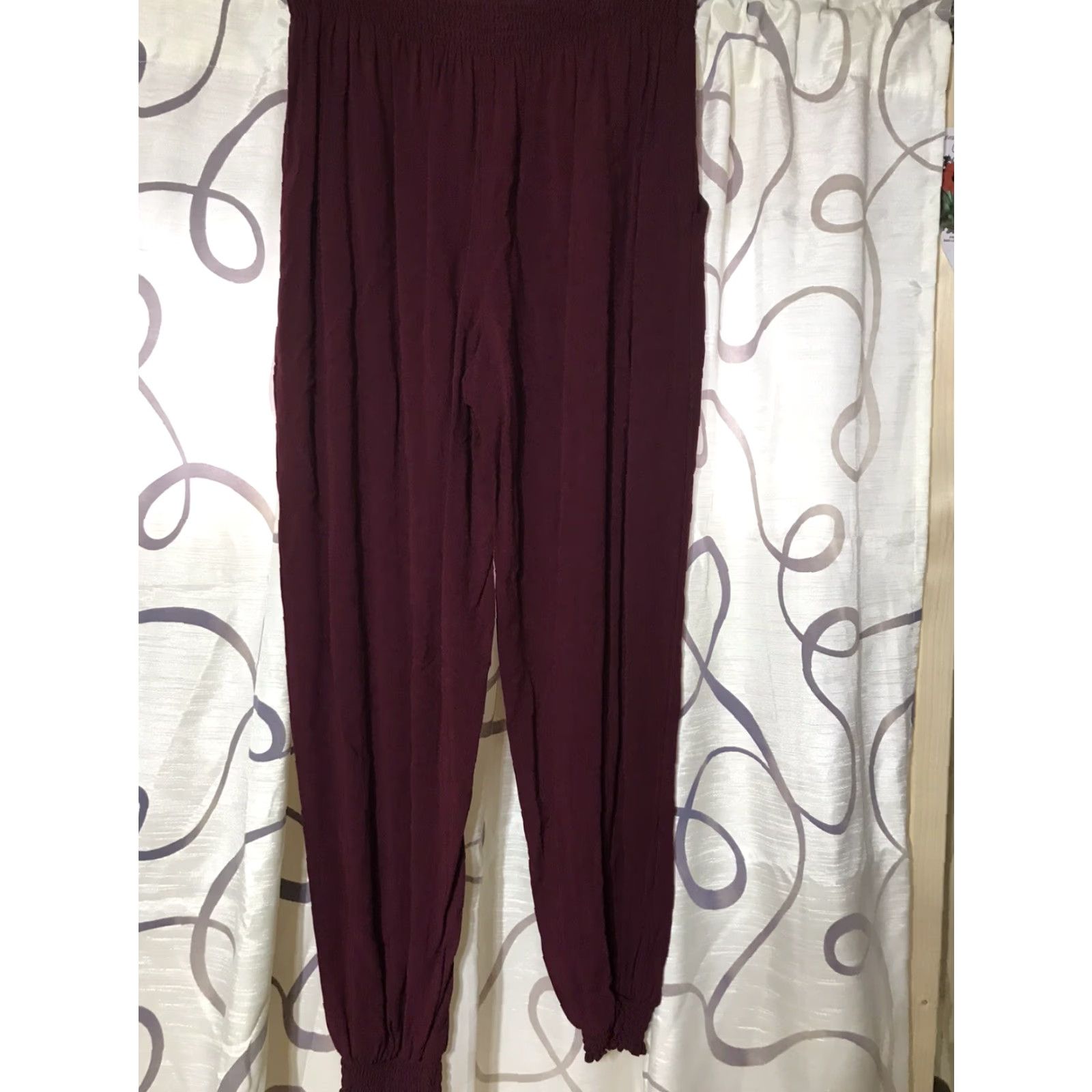 Vintage Live To Be Spoiled Burgundy Pull On Pants Womens Size L Tapered Knit Casual Comfort Size 36" / US 14 / IT 50 - 3 Thumbnail
