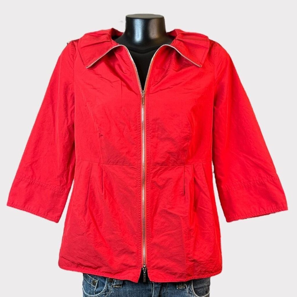 Other Doncaster Womens 8 Red 3/4 Sleeve Jacket w/ Offset Zipper Po Size M / US 6-8 / IT 42-44 - 2 Thumbnail