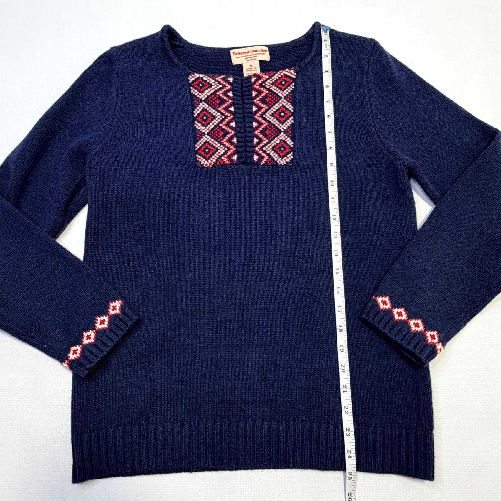 Vintage Vermont Country Store Sweater Womens Medium Blue Fair Isle Knit Pullover Size M / US 6-8 / IT 42-44 - 4 Thumbnail