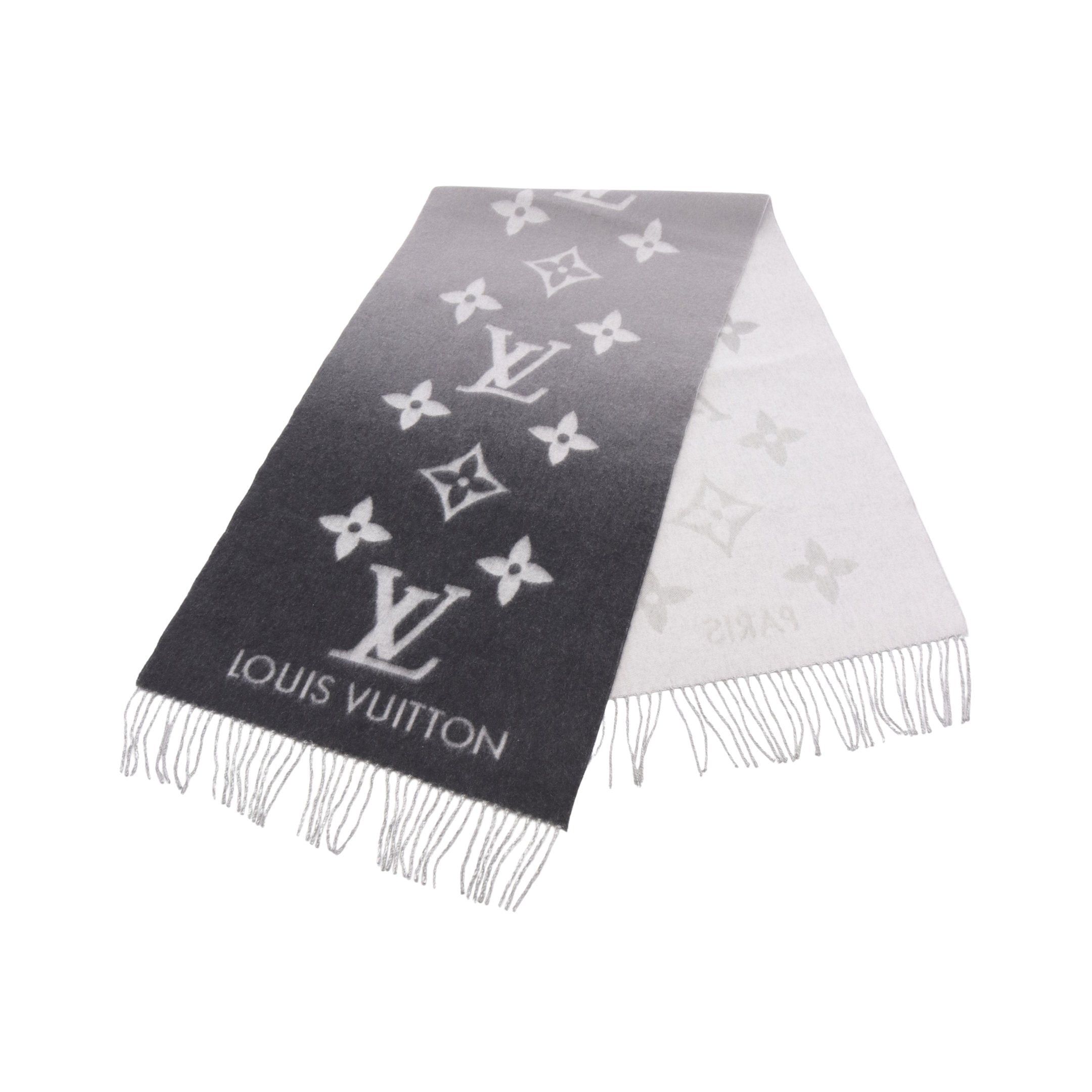 Louis Vuitton Louis Vuitton Reykjavik Gradient Monogram Scarf Cashmere Black Gray Size ONE SIZE - 1 Thumbnail