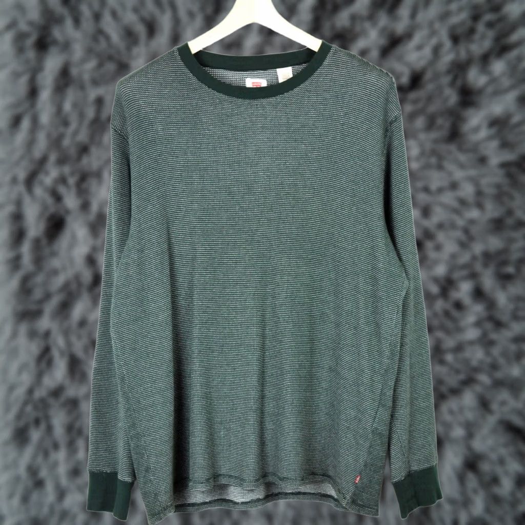 Levi's Levi's Sweater Mens XL Crew Neck Green Jumper Pullover Knit Knitwear Patterned Logo Casual Shirt? Size US XL / EU 56 / 4 - 1 Thumbnail