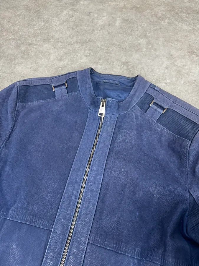 Versace 2000s Versace Navy Biker Leather Jacket Size US M / EU 48-50 / 2 - 5 Thumbnail