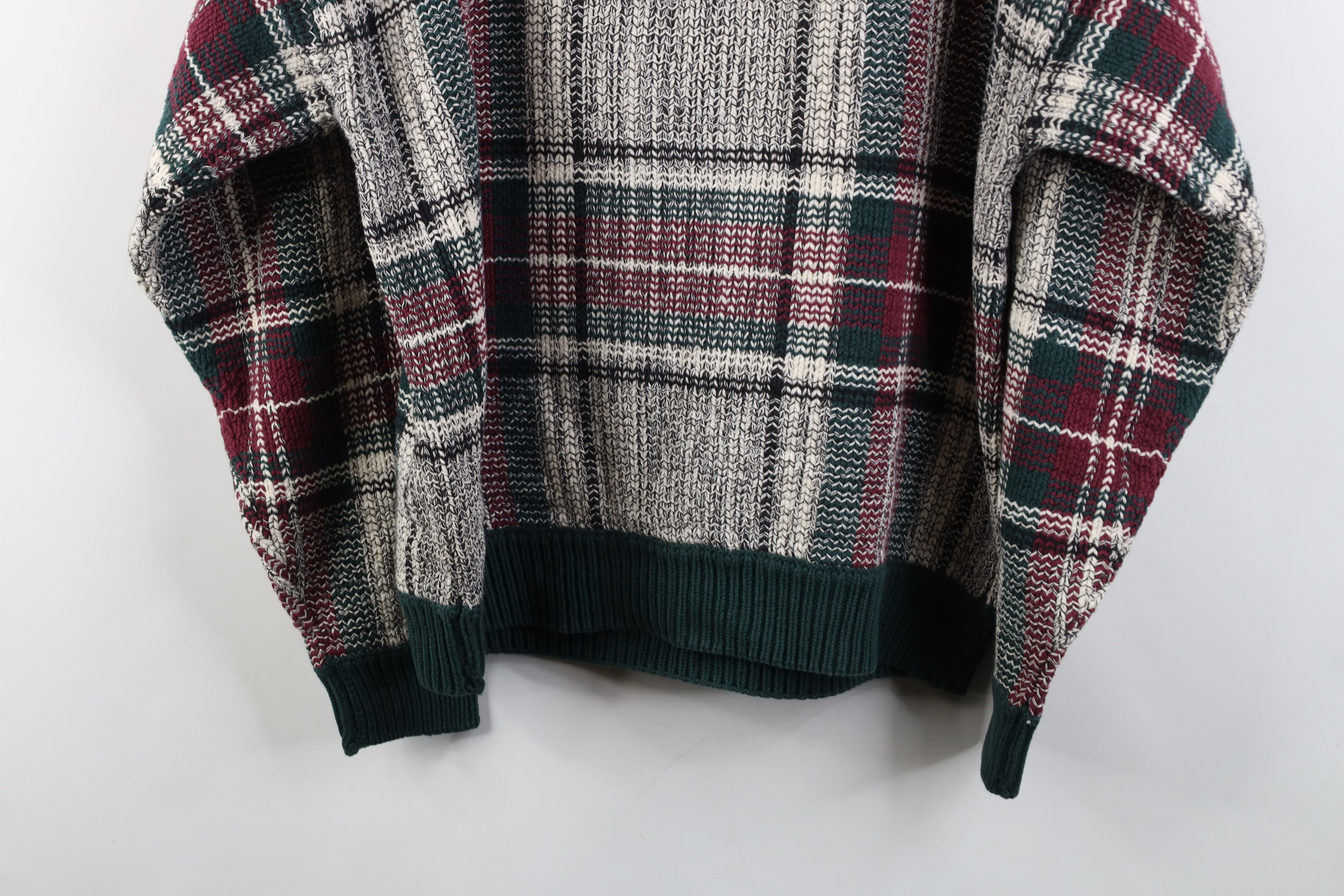 Vintage Vintage 90s Streetwear Cotton Knit Crewneck Sweater Plaid Size US M / EU 48-50 / 2 - 8 Thumbnail