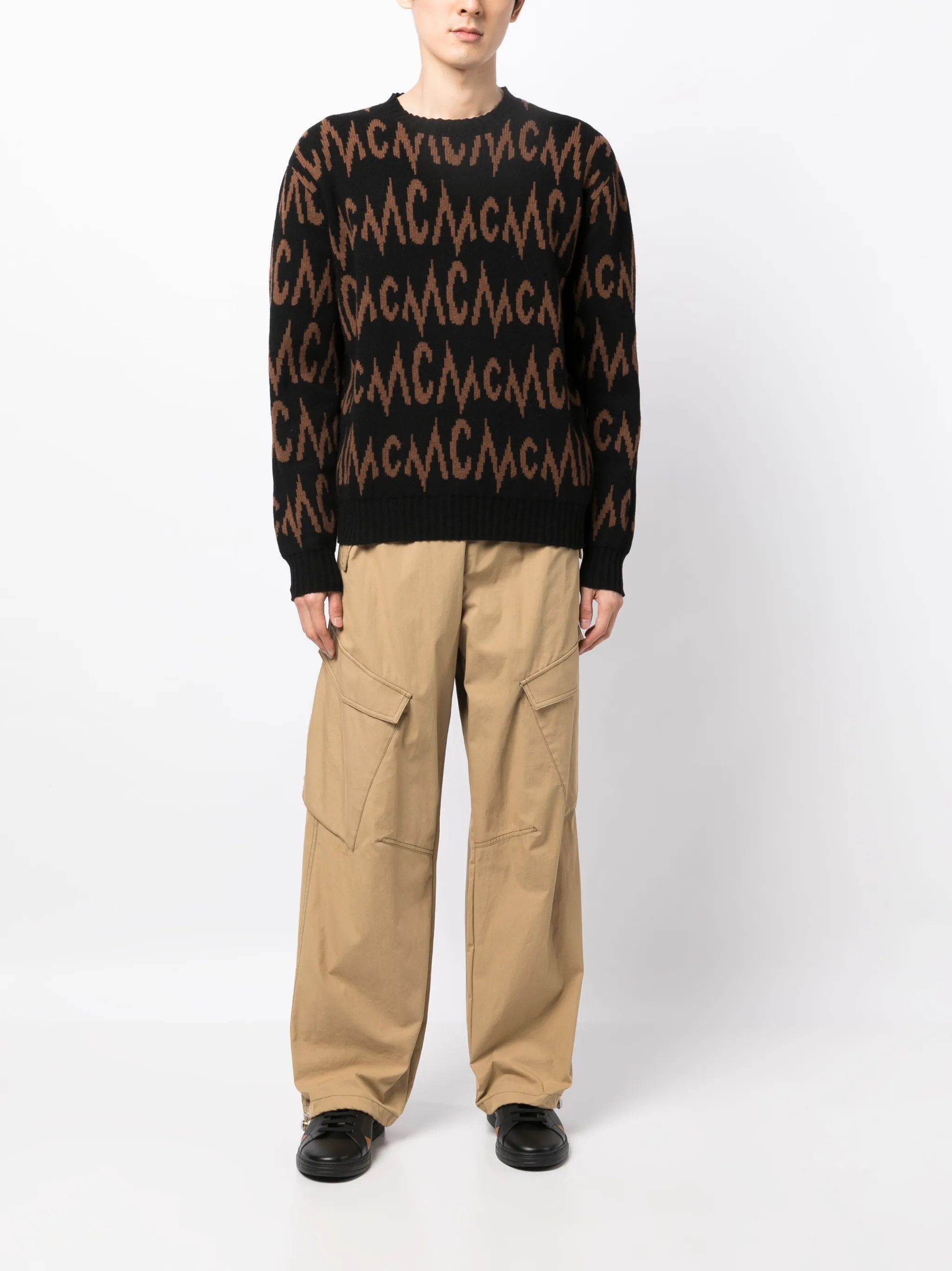 MCM o1y0225 Logo Cashmere Blend in Black/Brown Size US S / EU 44-46 / 1 - 5 Thumbnail