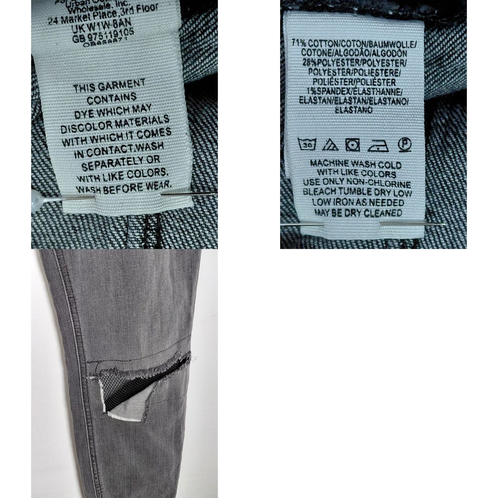 Free People Free People Jeans Distressed Gray Solid Denim Women Size W 28 Skinny Zip Pocket Stretch Vintage No N/A Size 28" / US 6 / IT 42 - 9 Thumbnail