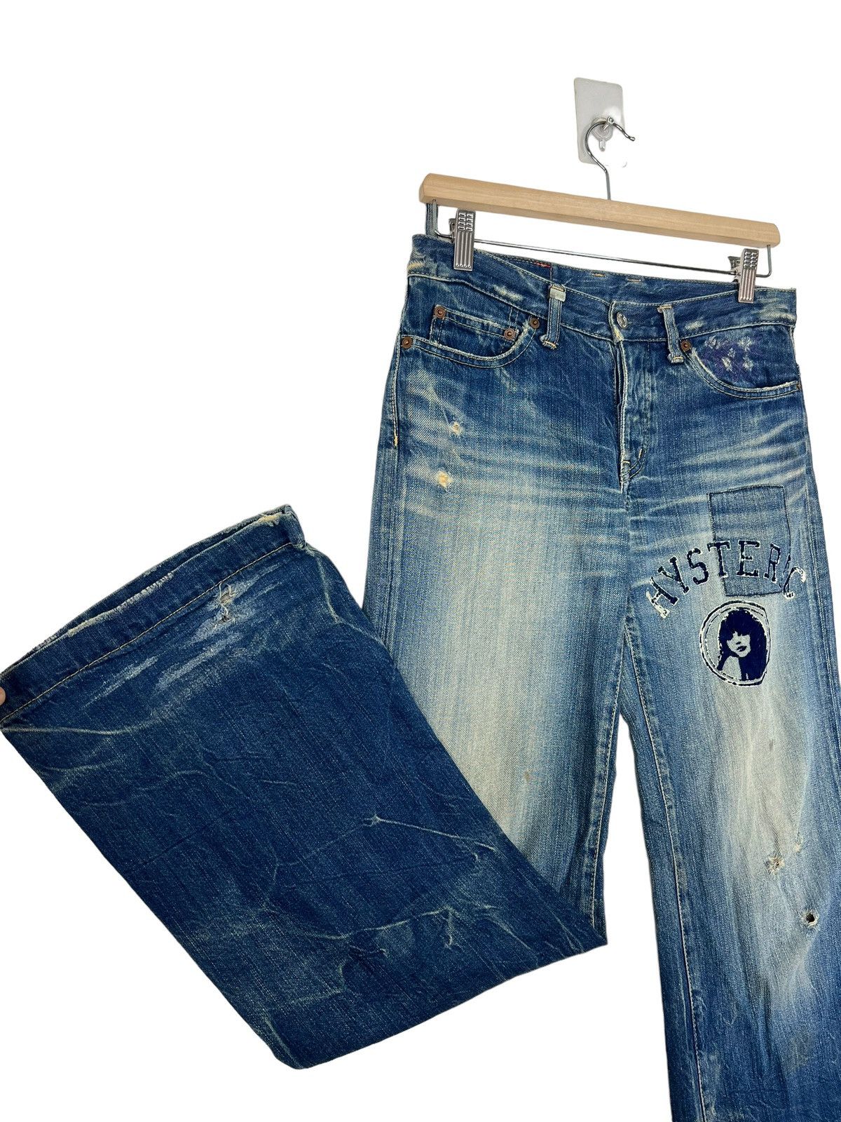 Hysteric Glamour 🔥 HYSTERIC GLAMOUR FLARE BLEACH WASH BOOTCUT Size US 30 / EU 46 - 3 Thumbnail