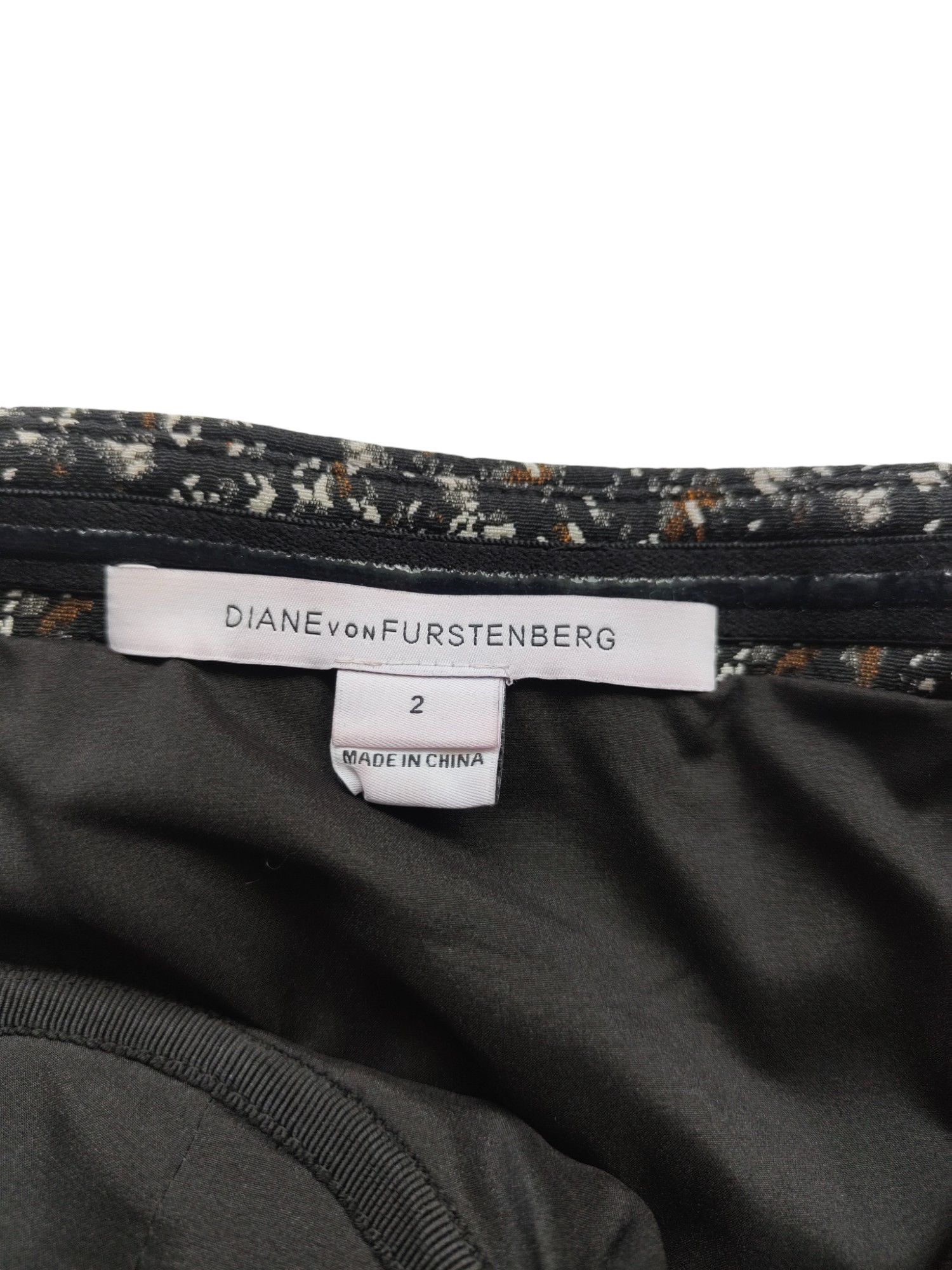 Diane von Furstenberg Patterned Tube Dress With Leather Patching Size XS / US 0-2 / IT 36-38 - 6 Thumbnail