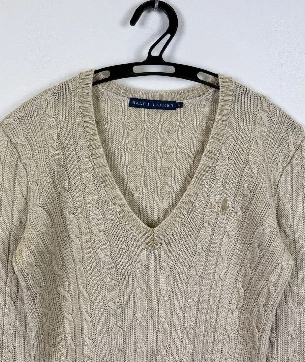 Ralph Lauren Ralph Lauren Linen Cable Knit V-neck Sweater Women’s Size S Size S / US 4 / IT 40 - 2 Thumbnail