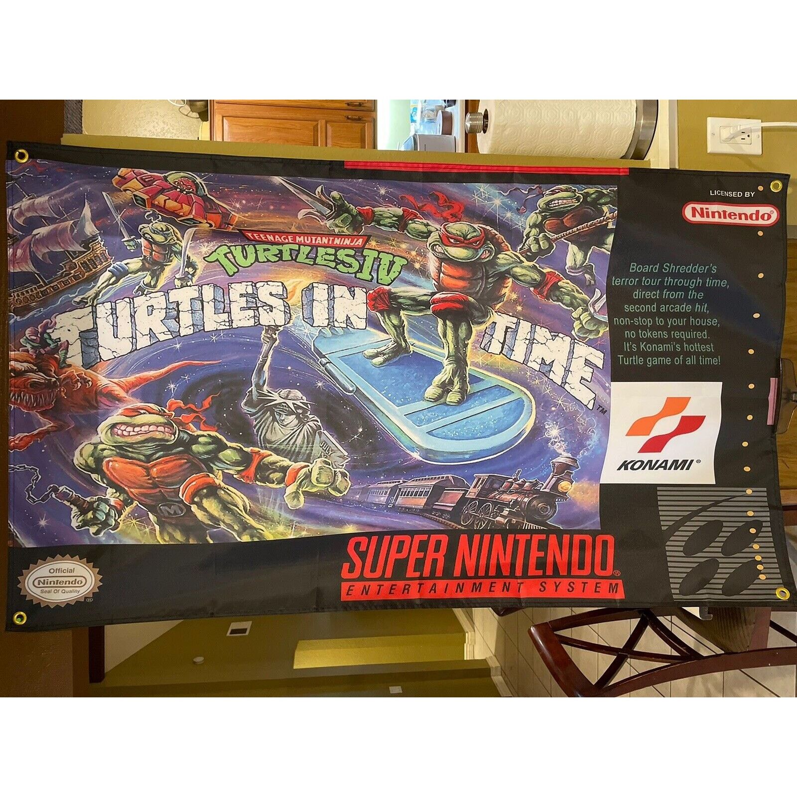 Other TMNT Turtles in Time 5' Flag Poster Super Nintendo SNES Size ONE SIZE - 1 Thumbnail