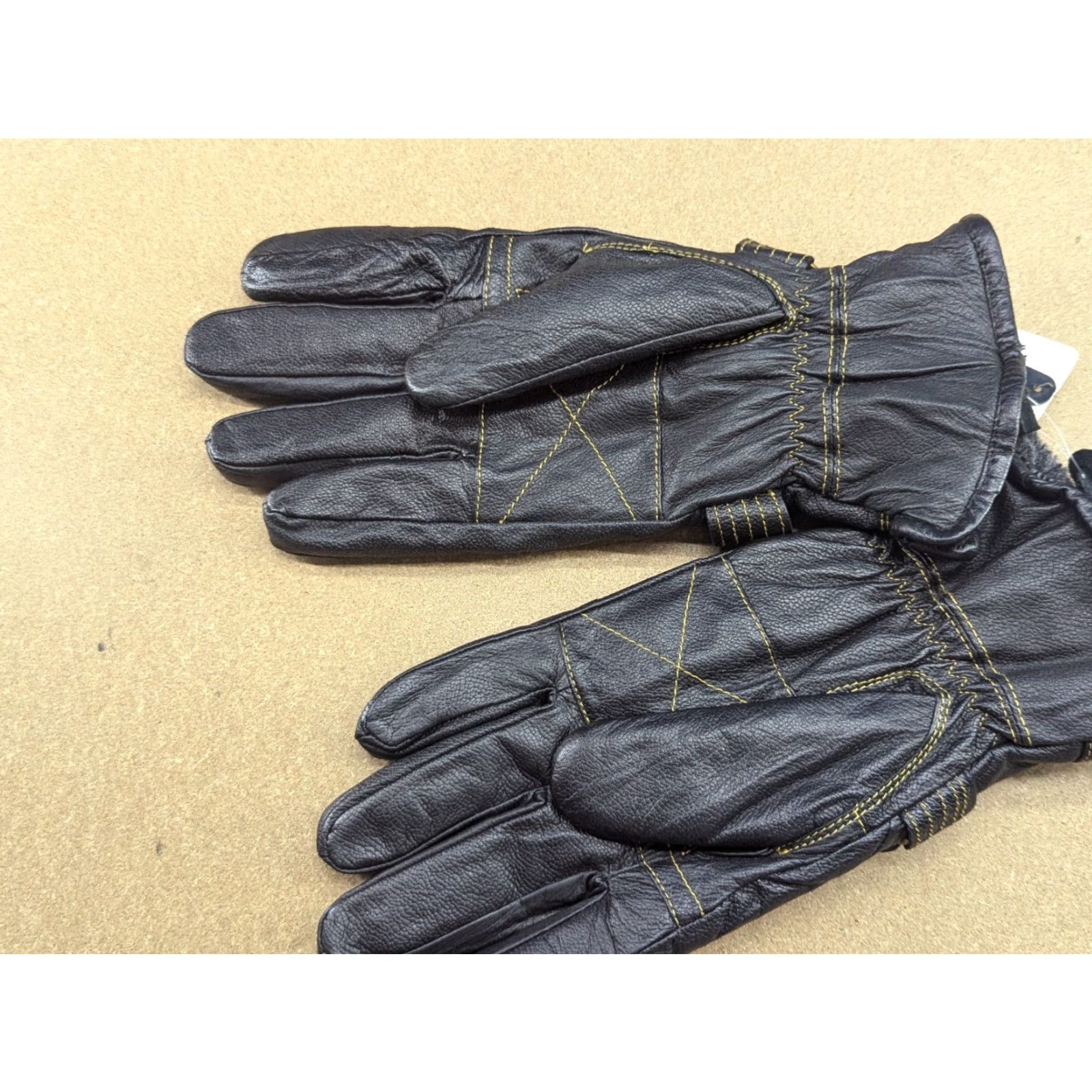 Vintage Genuine Leather Mens Gloves Size S Black Lined Warm Winter Dressmann Glove Mens Winter Casual Wrist Length Leather Size ONE SIZE - 2 Thumbnail