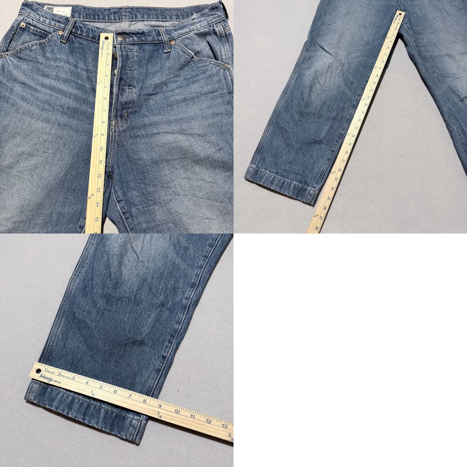 Gap VINTAGE Gap Carpenter Jeans Men's Blue Denim Button Fly Straight Relaxed Fit - 33/16R Size US 33 - 9 Thumbnail