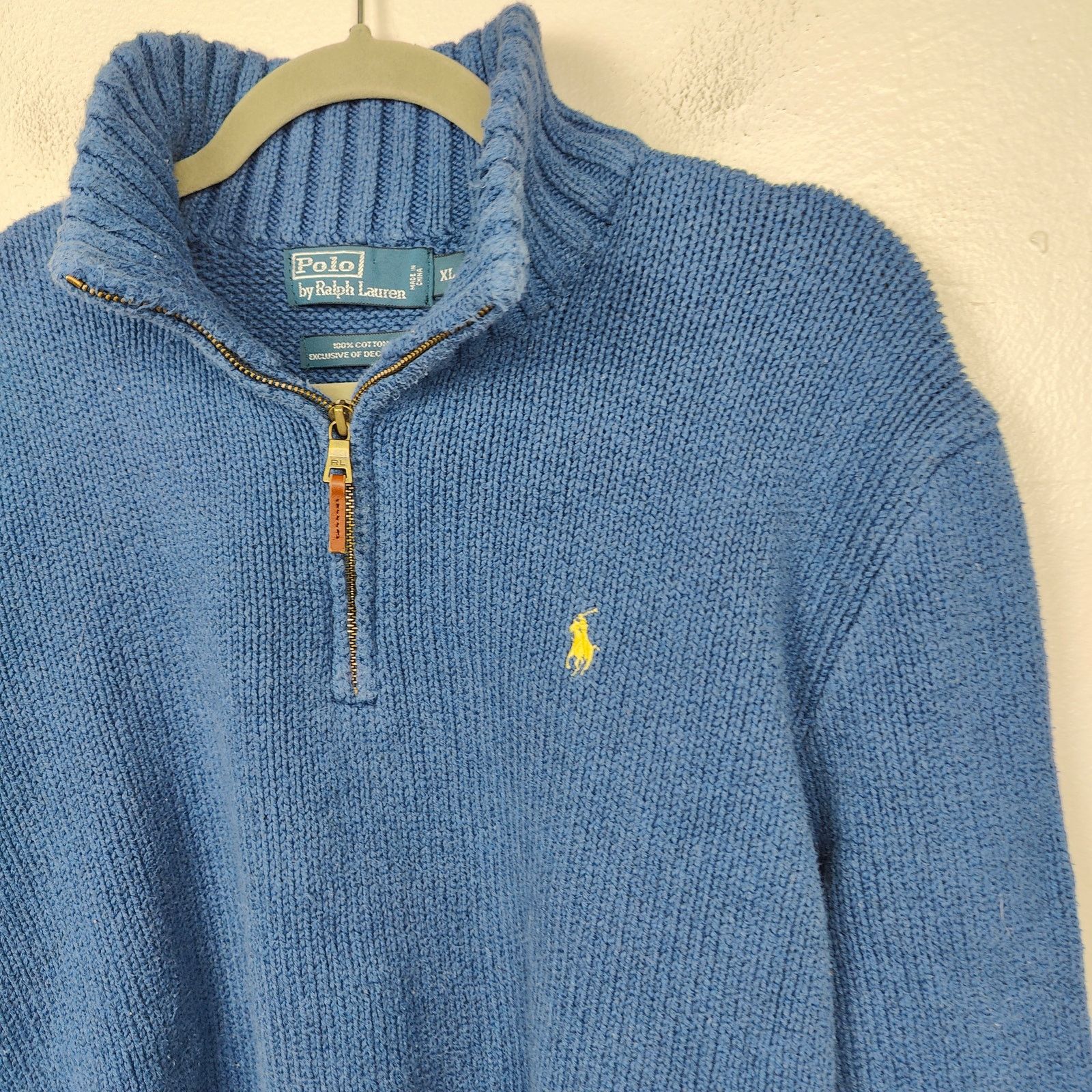 Polo Ralph Lauren Vintage Polo Ralph Lauren 1/4 Zip Sweater Mens XL Blue Size US XL / EU 56 / 4 - 2 Thumbnail