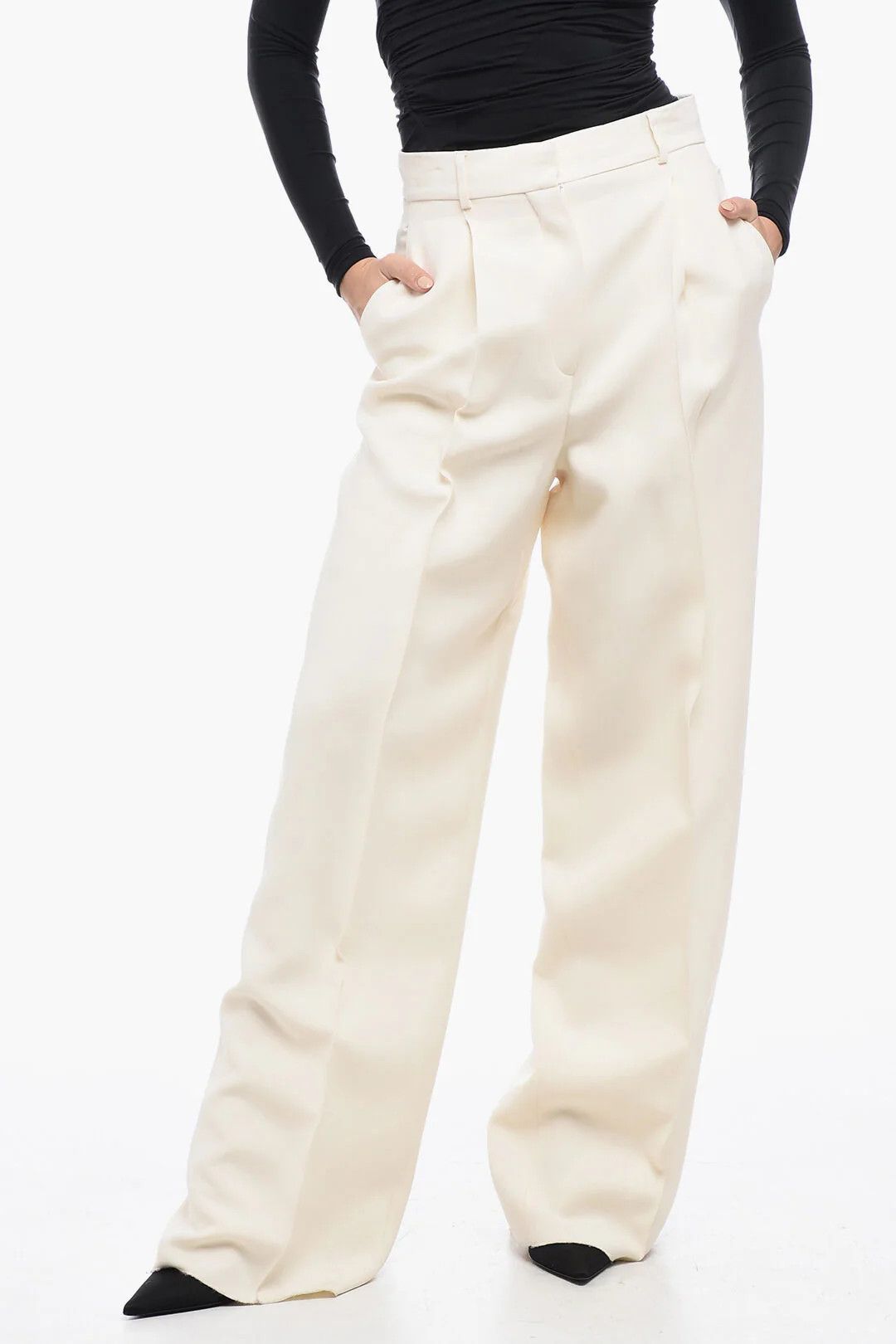 Dior o1mm0326 Wool High-Waist Pant in Beige Size 32" / US 10 / IT 46 - 1 Thumbnail