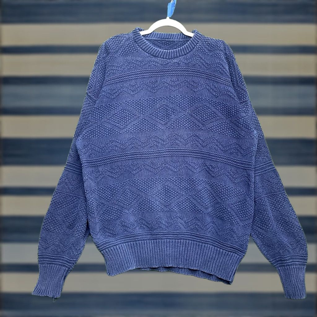 Abercrombie & Fitch Abercrombie & Fitch Sweater Mens Large Blue Cable Knit Pullover Crewneck Classic Size US L / EU 52-54 / 3 - 1 Thumbnail