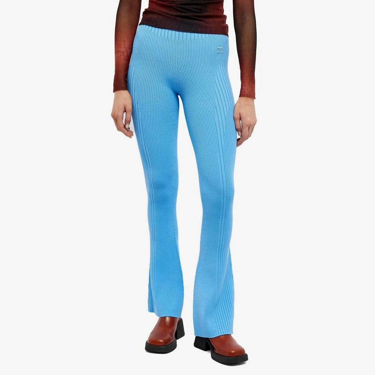 Misbhv $320 MISBHV Blue Knit Seamless Flared Pants Size 28" / US 6 / IT 42 - 2 Thumbnail