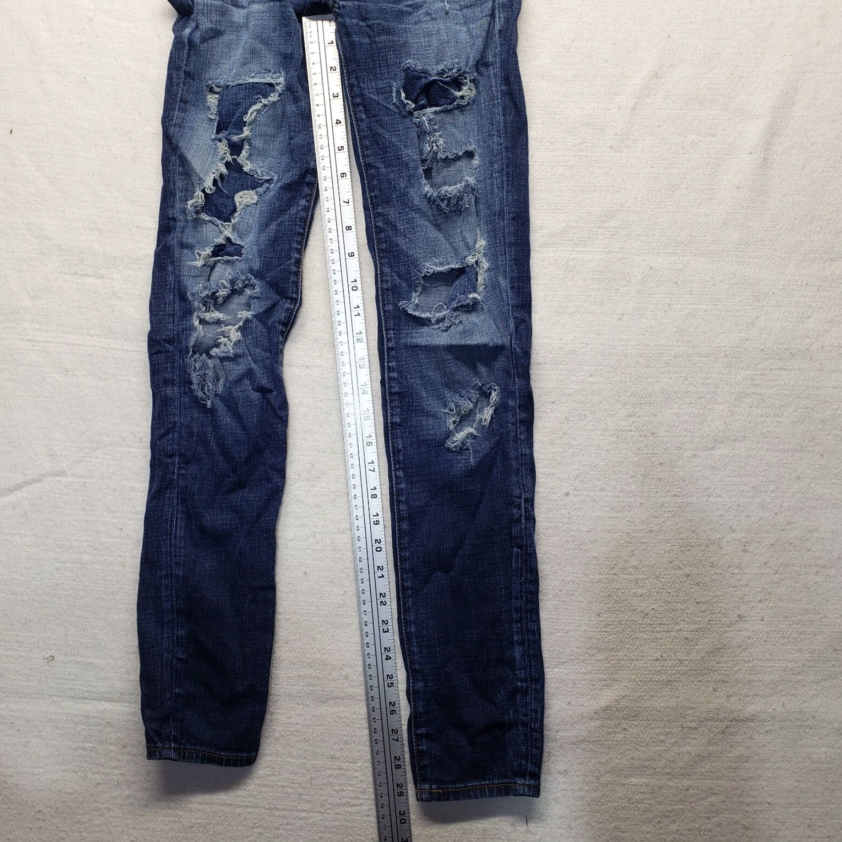 American Eagle Outfitters VINTAGE American Eagle Outfitters Jeans Jegging Stretch Dark Wash Distressed 00 Womens Jeans Size 24" / US 00 / IT 34 - 7 Thumbnail