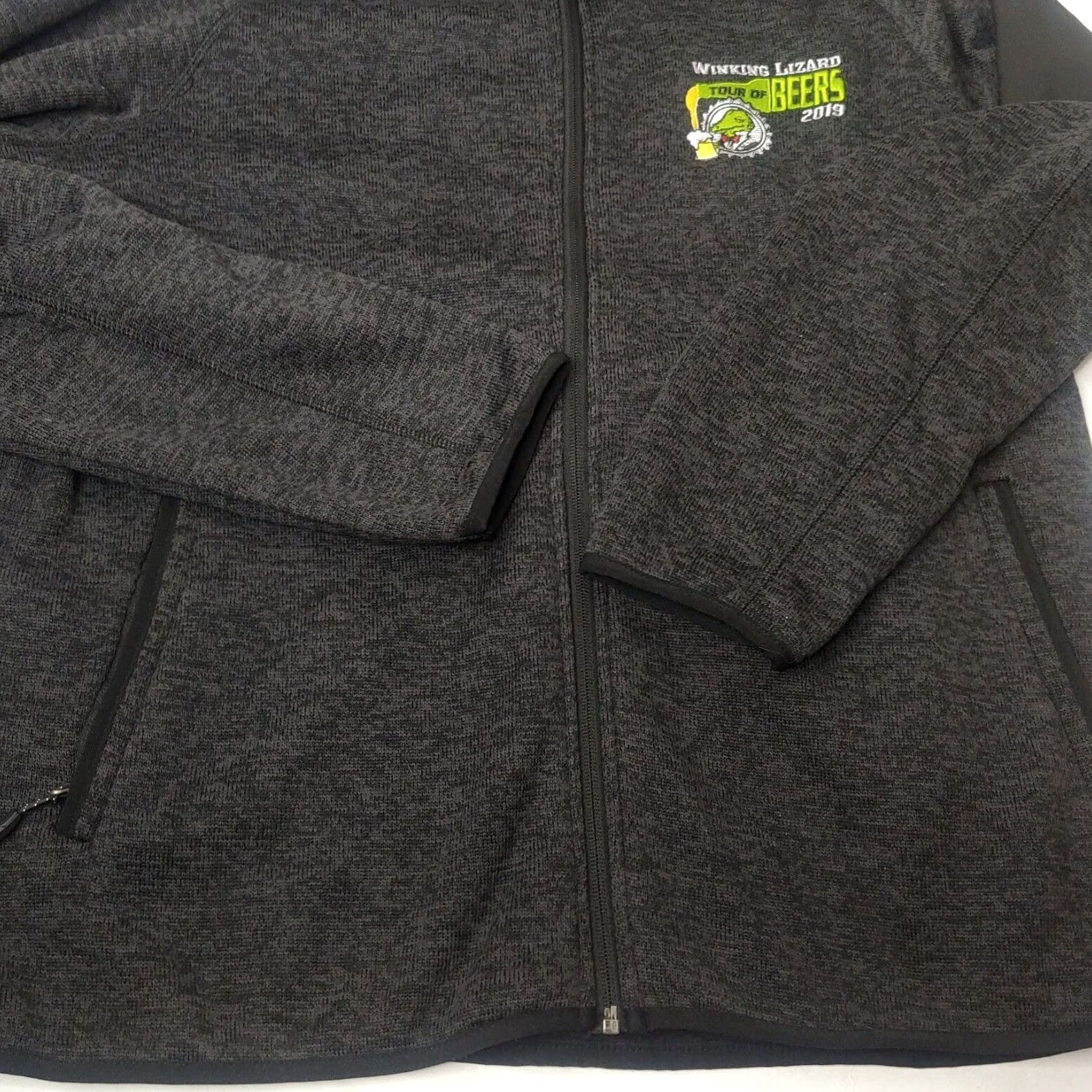 Vintage Fossa Jacket Men XL Knit Gray Winking Lizard Tour of Beers 2019 Embroidered Logo Zip Chest Pocket Size US XL / EU 56 / 4 - 3 Thumbnail