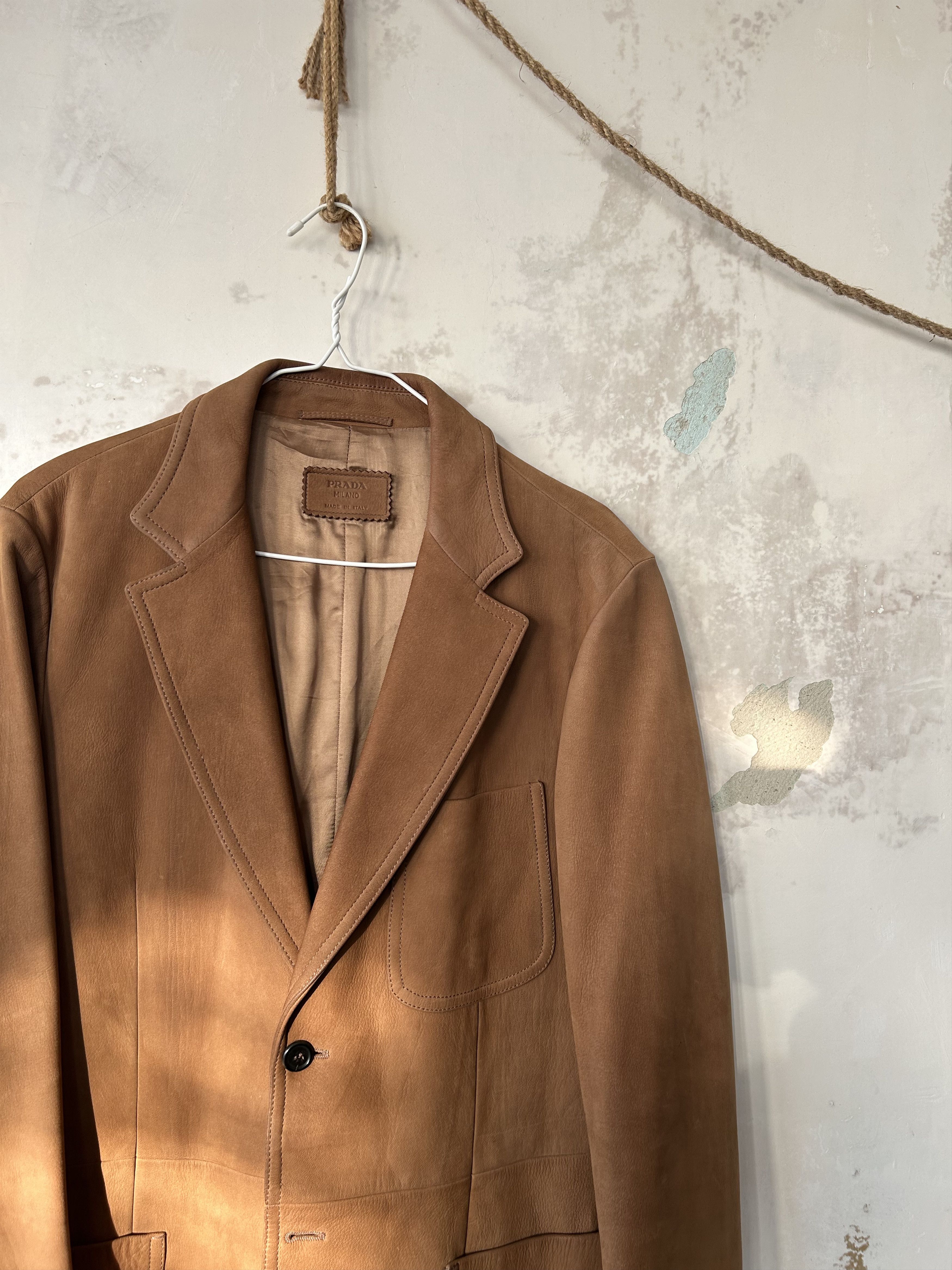 Prada Men's PRADA Brown Leather Jacket Made in Italy EU52 US42 Size US L / EU 52-54 / 3 - 3 Thumbnail